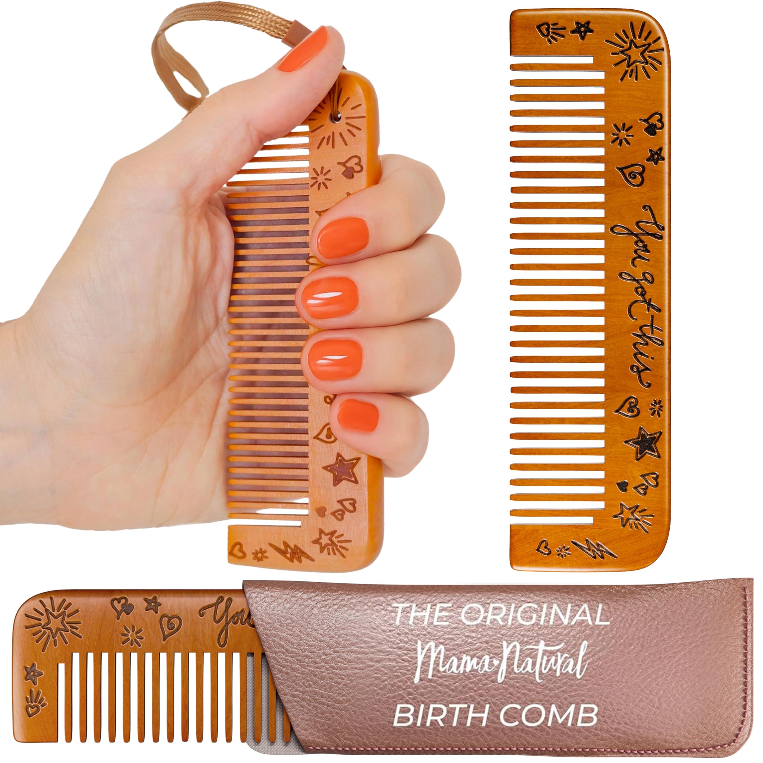 Wooden Labor Comb – Essential Birth & Delivery Support | Ergonomic Wood Comb for Pregnancy, Contractions & Acupressure Relief