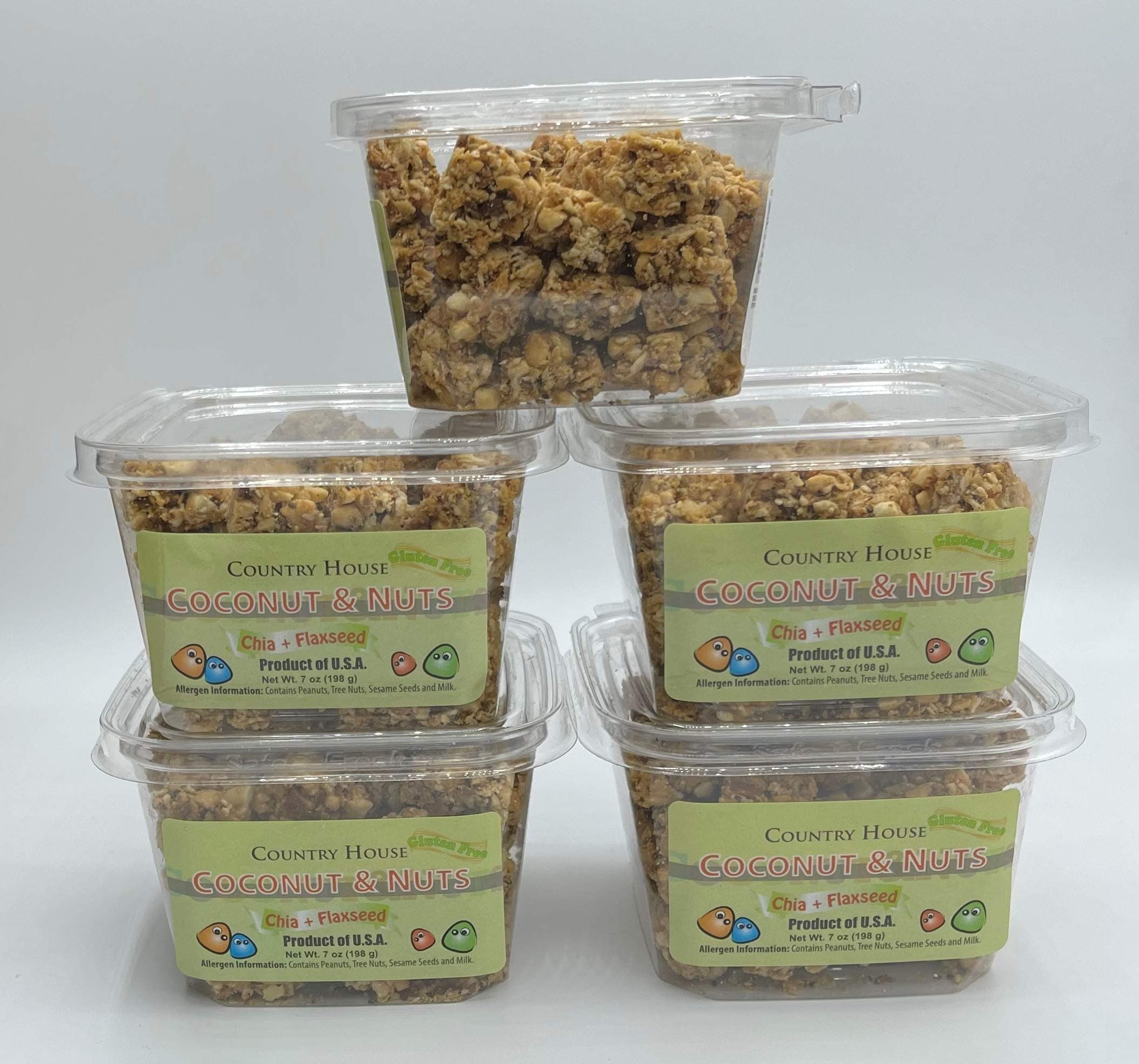 Country House COCONUT CRUNCH PACK (5 Counts) with Chia and Flaxseed, All Natural, Easy to Read Ingredients, No Artificial or Natural Flavors Added, No Gluten, Low Sodium, and a Crisp in Every Bite!