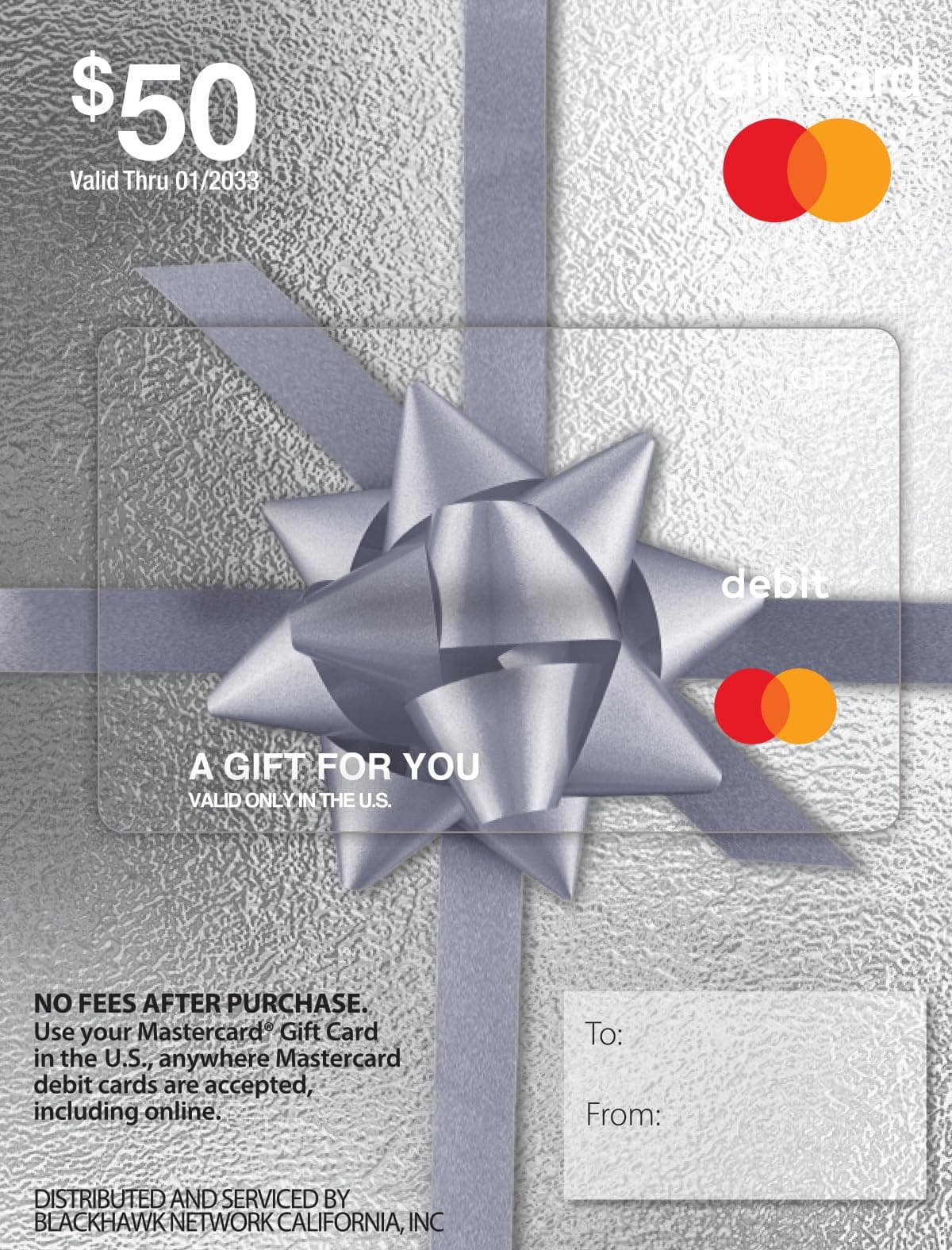 Physical Gift Card -$50 (plus $4.95 Purchase Fee)