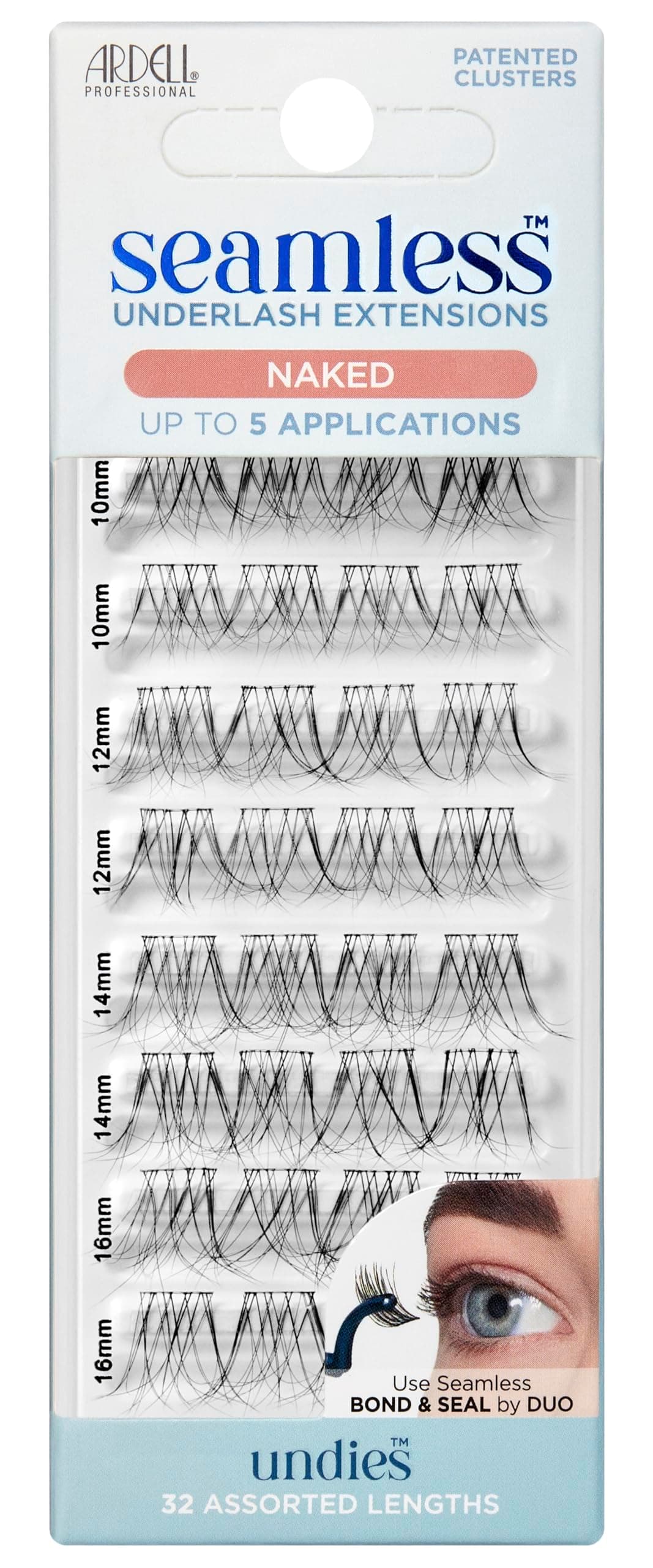 Ardell Seamless Underlash Eyelash Extensions Refill, 32 Clusters, 4 Lengths, Up to 5 Applications (Pack of 1)