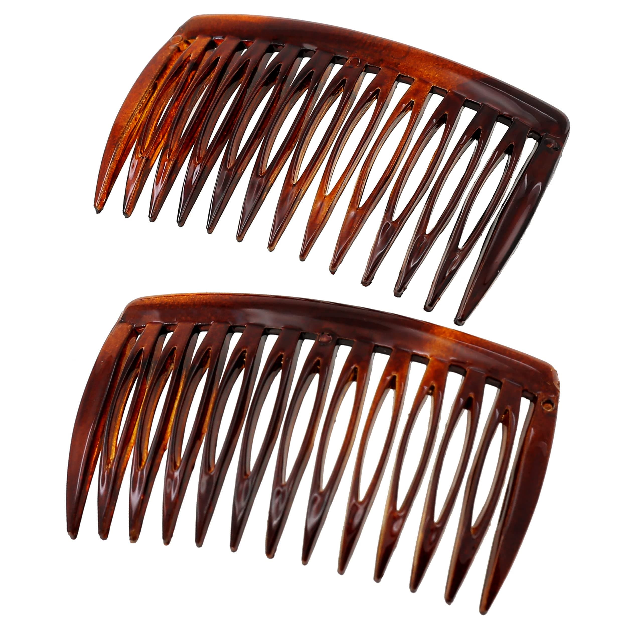 Camila Paris French Tortoise Shell Hair Side Combs, Strong Hold Grip Hair Clips for Women, No Slip and Durable Styling Girls Hair Accessories, Made in France with Cellulose