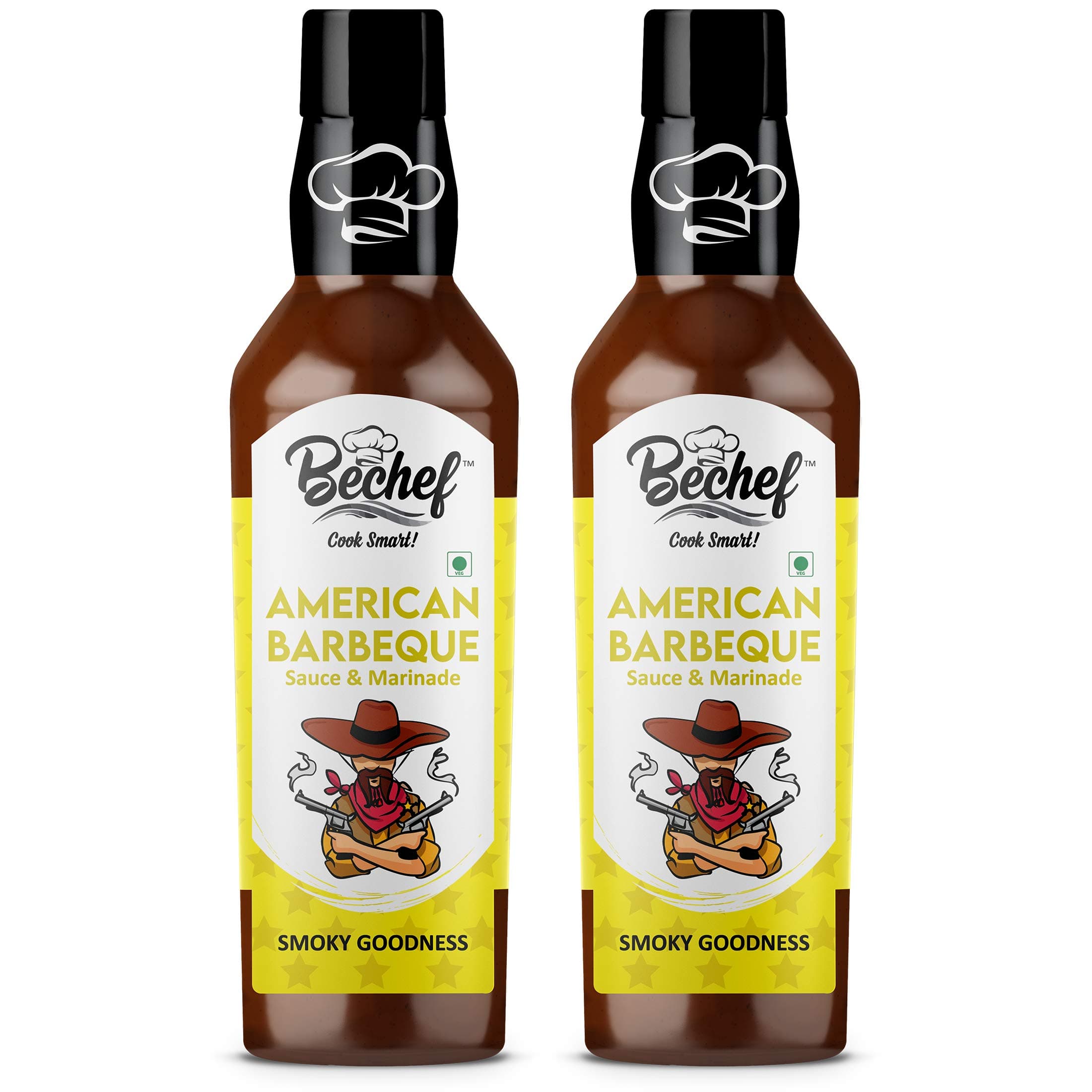 Bechef American Barbeque Sauce :: Smoky Tangy American BBQ Sauce :: Use as a marinade, spread or dip, Pack of 2