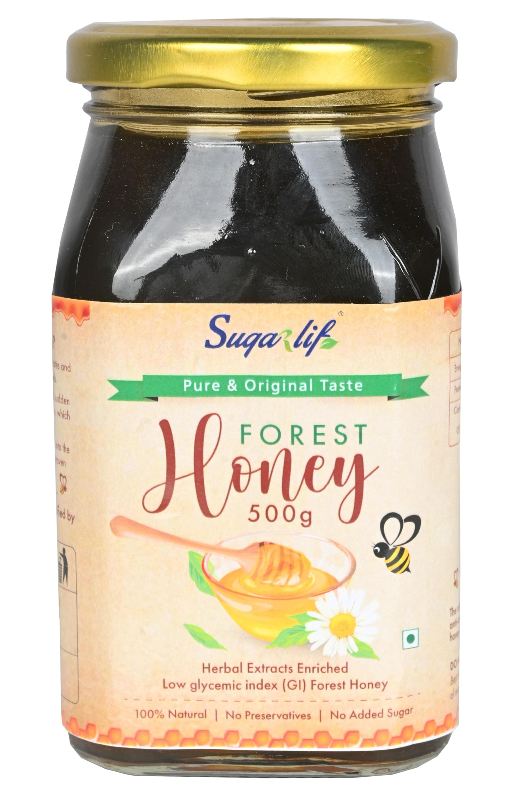 Sugarlif Herbal Extracts Enriched - Forest Honey | Low Glycemic (GI) |Orignal product of Dr. C K Nandagopalan | Orignal Taste | No Added Sugar | No Preservatives | (500 gm - Pack of 1)