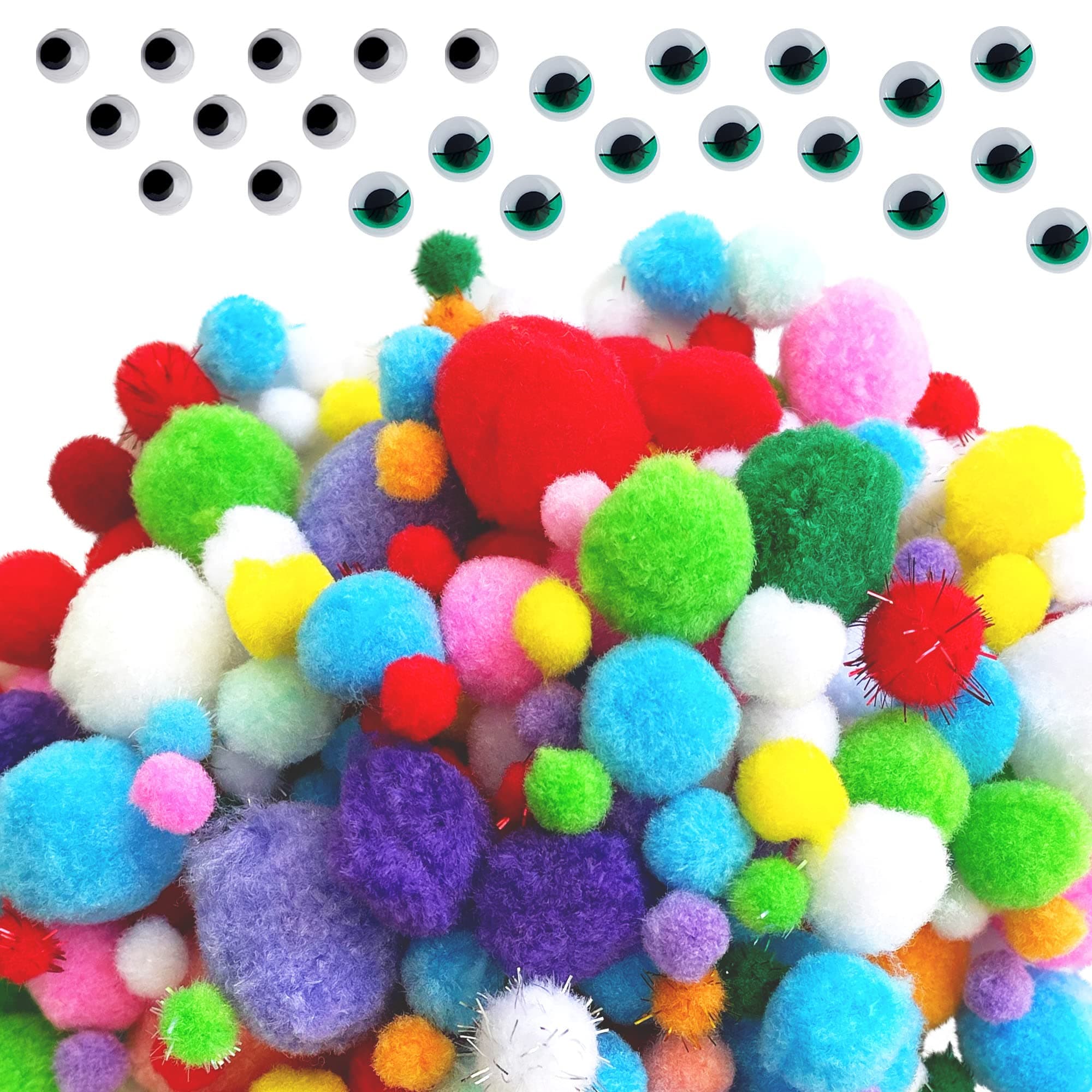 EPIQUEONE Googly Eyes & Pompom Craft Kit - 2100-Piece, Multicolor - Kids Art Supplies & DIY Activities - Includes Glitter Balls for School Projects