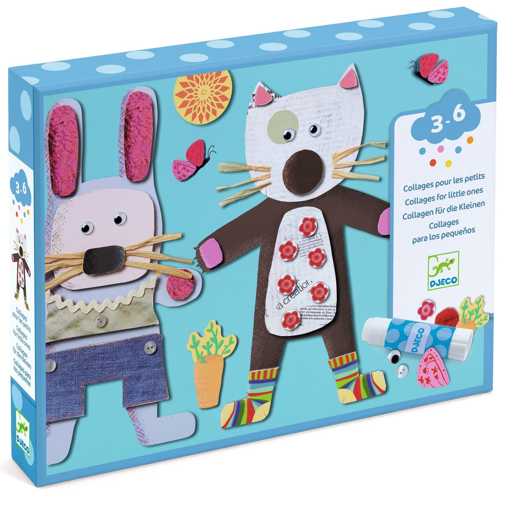 Collages for Little Ones Creative Art & Craft Kit, Animal Collage Activity Set, Pre-Cut Pieces, Textured Scenes, Glue Stick Included, Educational DIY Craft Project for Kids