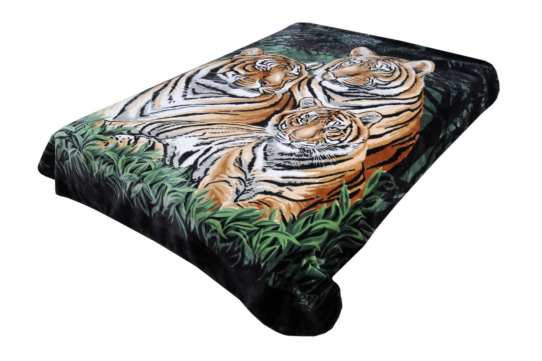 Solaron Original Bengal Tigers Thick Mink Plush Korean Style Super Soft Queen Size Blanket - Green