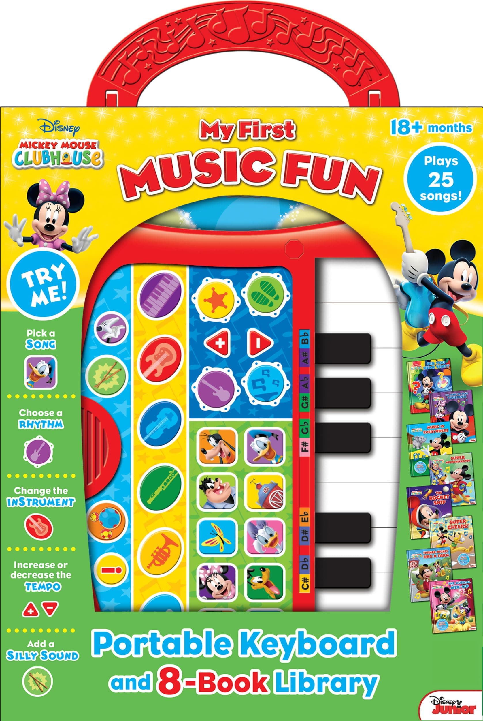 PI Kids Disney Mickey Mouse Clubhouse - My First Music Fun Portable Electronic Keyboard and 8-Book Library -