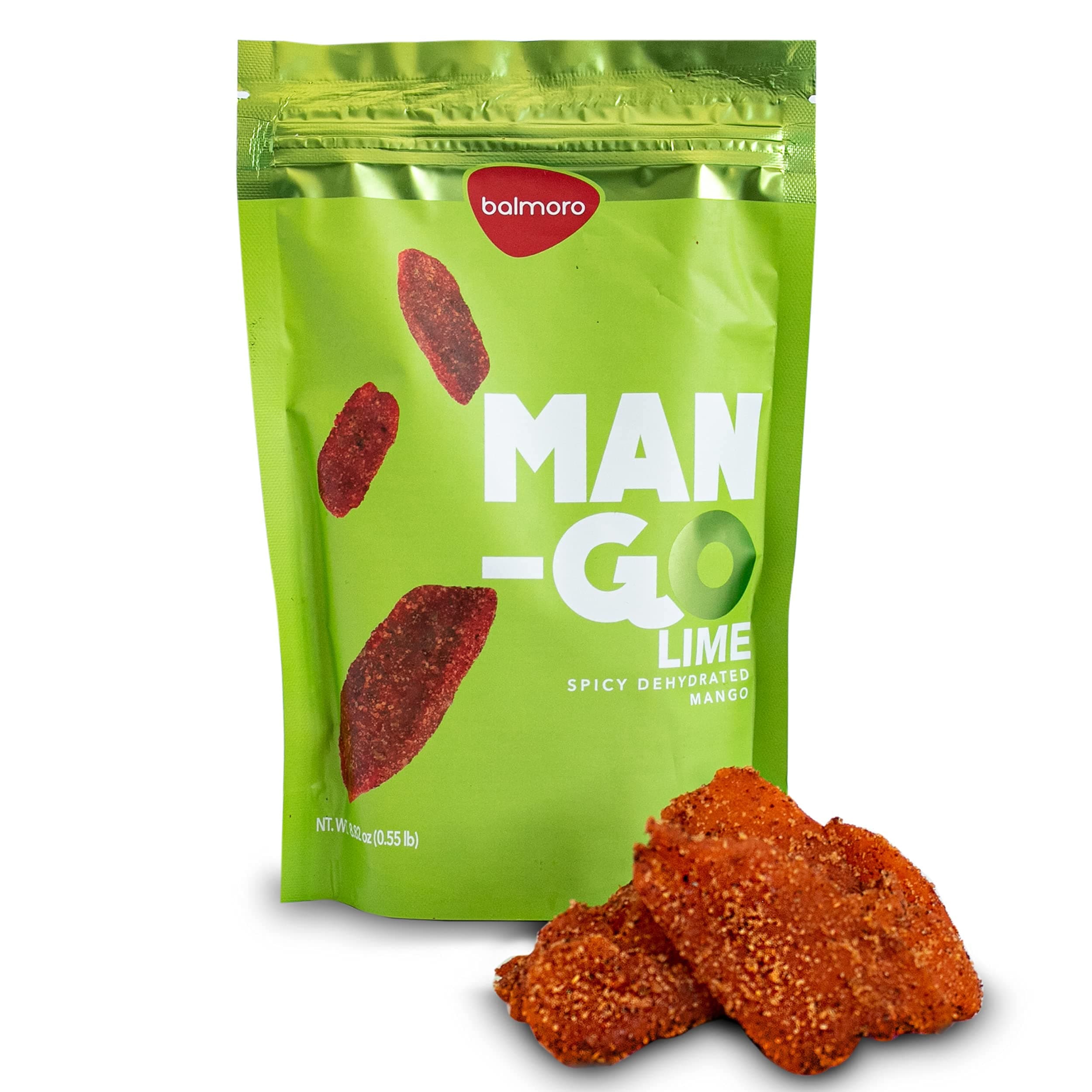 Balmoro Lime Spicy Dehydrated Mango (8.8 oz) - Lime Spicy Dehydrated Mango Fruit Slices - Chili Mango Dried Fruit - Dried Mango with Chili