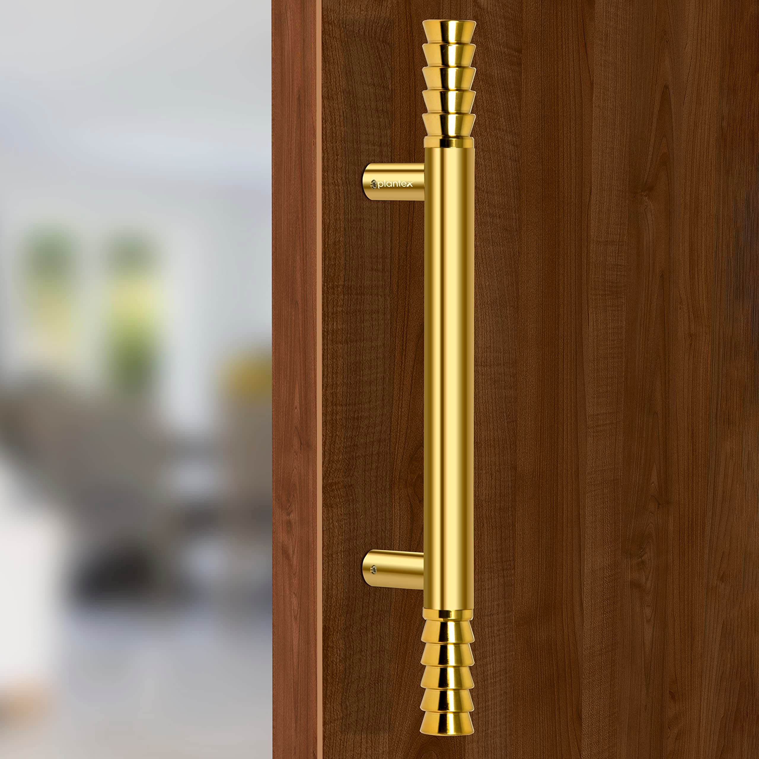 Plantex Heavy-Duty Golden Lotus 14 Inch Main Door Handle for Home/Glass & Wooden Door/Pull-Push Handle for Home/3 Years Warranty Pack of 1 (Gold)