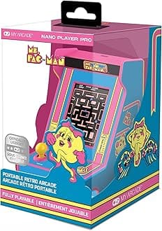 Ms. Pac-Man Nano Player - 4.5" Fully Playable Portable Mini Arcade Machine, 2.4" Screen Color Display