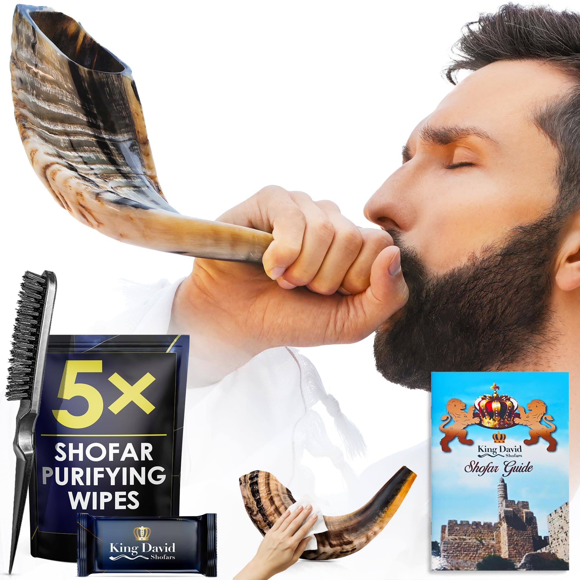 - Shofar Horn Instrument – RAM Shofar Angels Musical Instrument – Half Polished/Natural (14-16, Full Set)