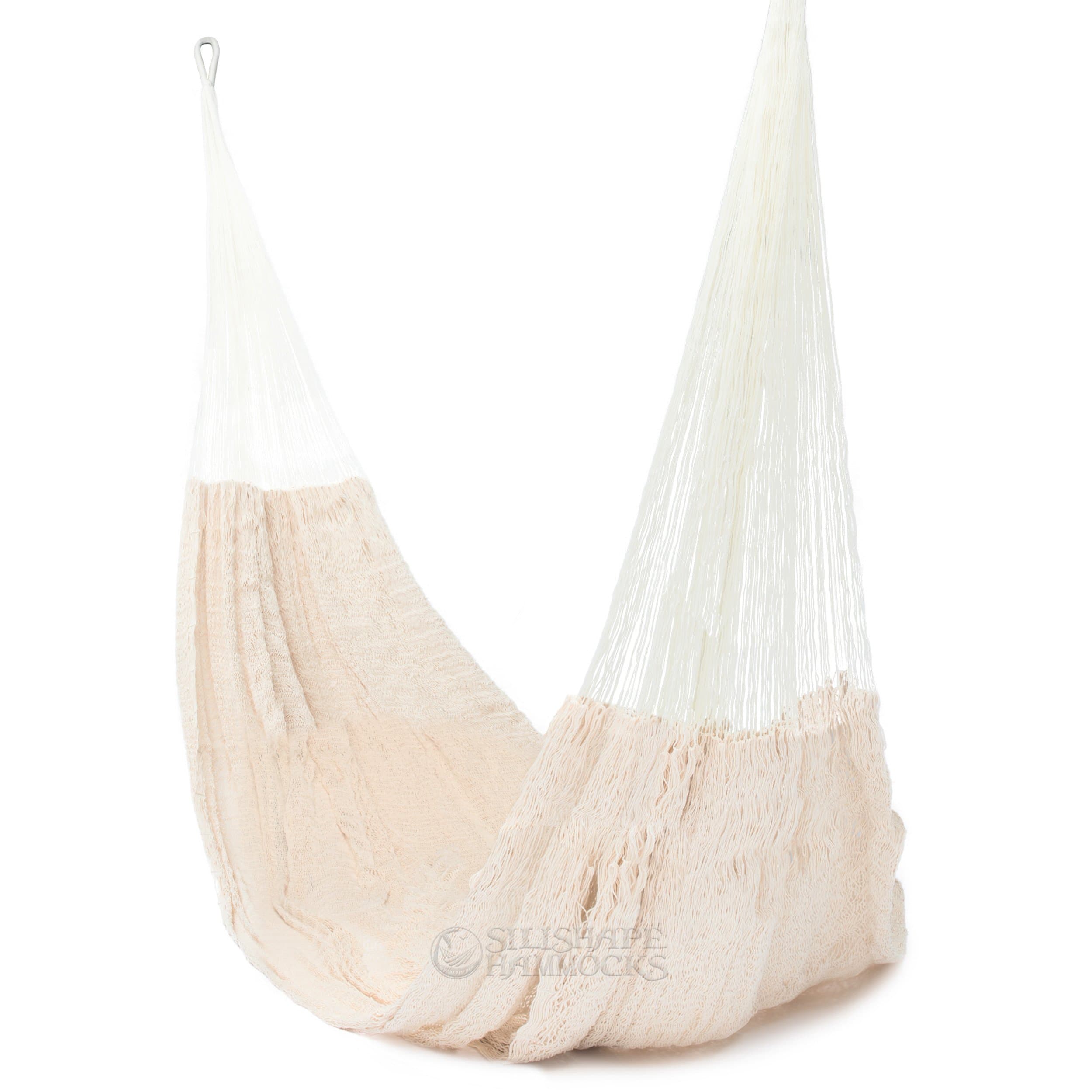 Handmade Cotton Hammock by Mayan Artisans - A Fair Trade Item - Mold To You Body - Soft And Most Comfortable - Mexican Single Regular Size Natural White 330 lbs Max by SilishapeHammocks