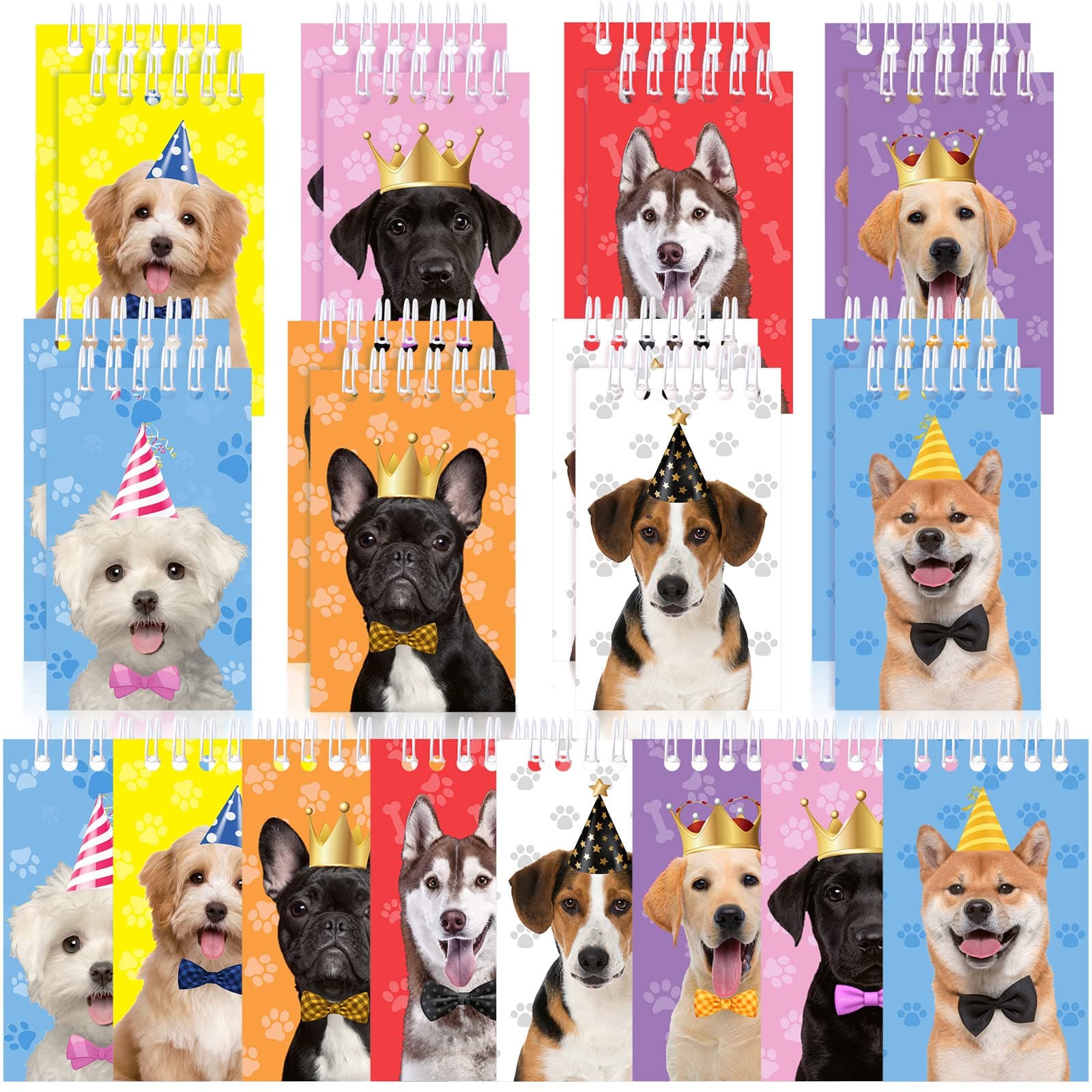 24 Pieces Mini Notebooks Dog Themed Party Favor Puppy Animal Notepads Spiral Pocket Notebooks Birthday Teacher Classroom Rewards Supplies for Kids Party Goody, 2.36 x 3.94 Inches (Vivid Style)