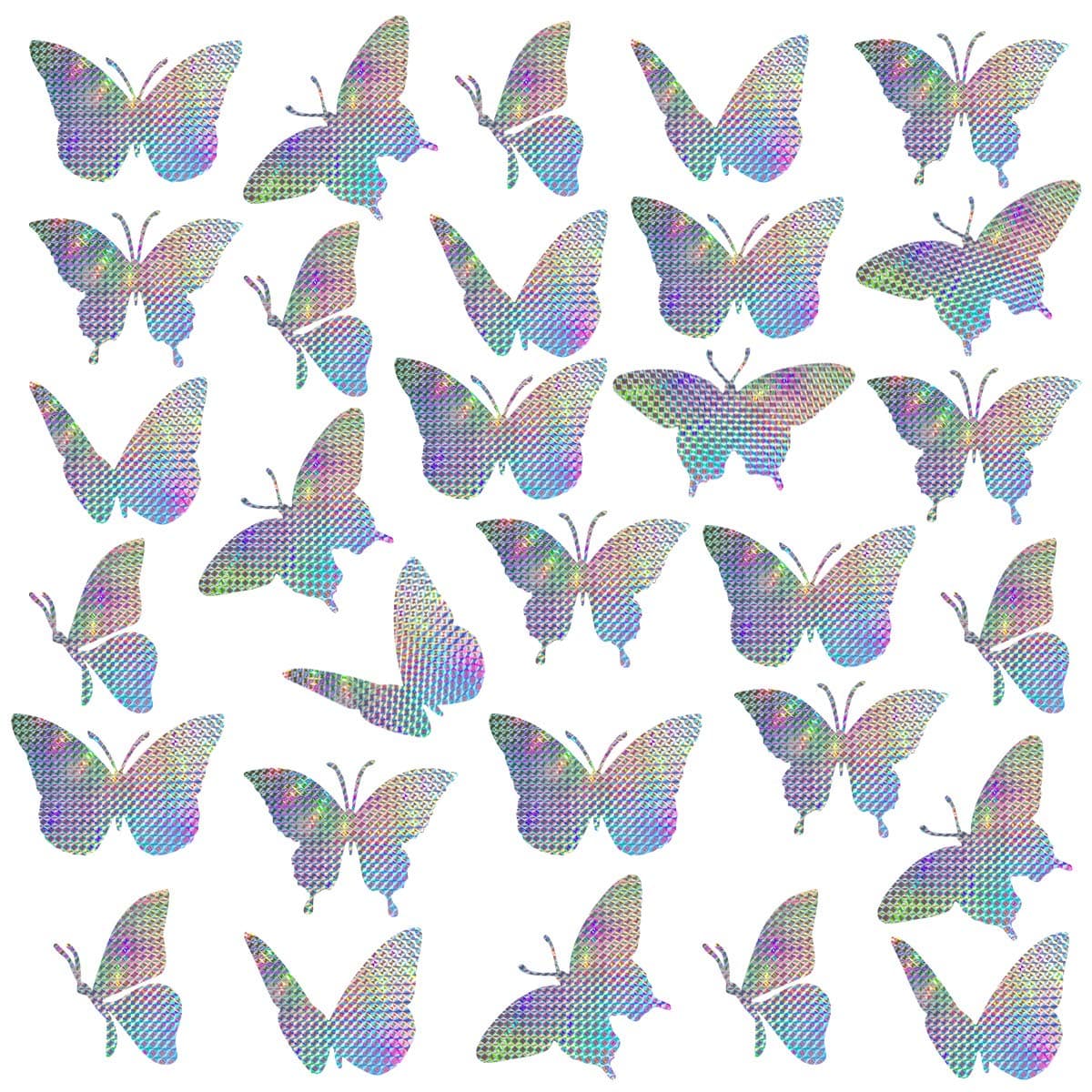 30 Pieces Anti Collision Window Stickers for Birds, Glass Window Decals Clings for Bird Strikes, Stop Birds from Hitting Windows, Butterfly-Style