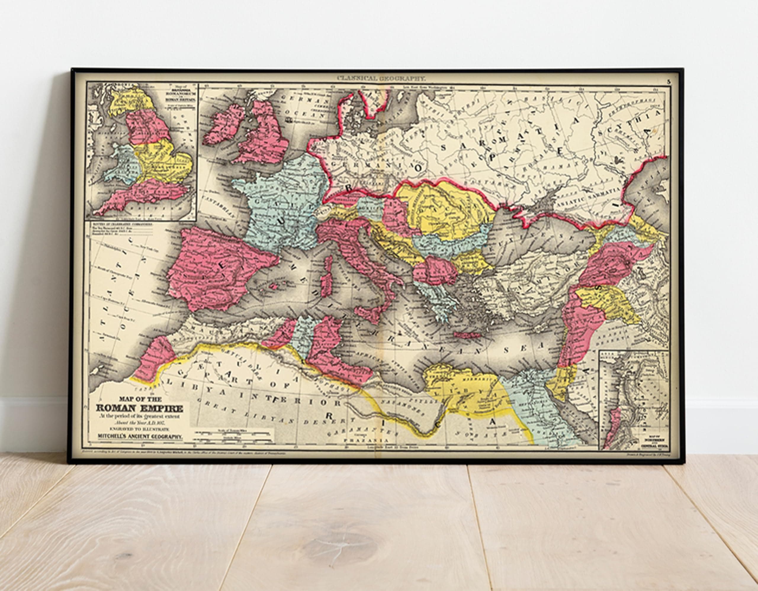 1875 Roman Empire Map - History Gifts For Men Women Teachers - History Of The Roman World - Wall Art Decor Poster - Ancient Civilizations - Roman History The Rise And Fall Of Great Powers (23"x36")