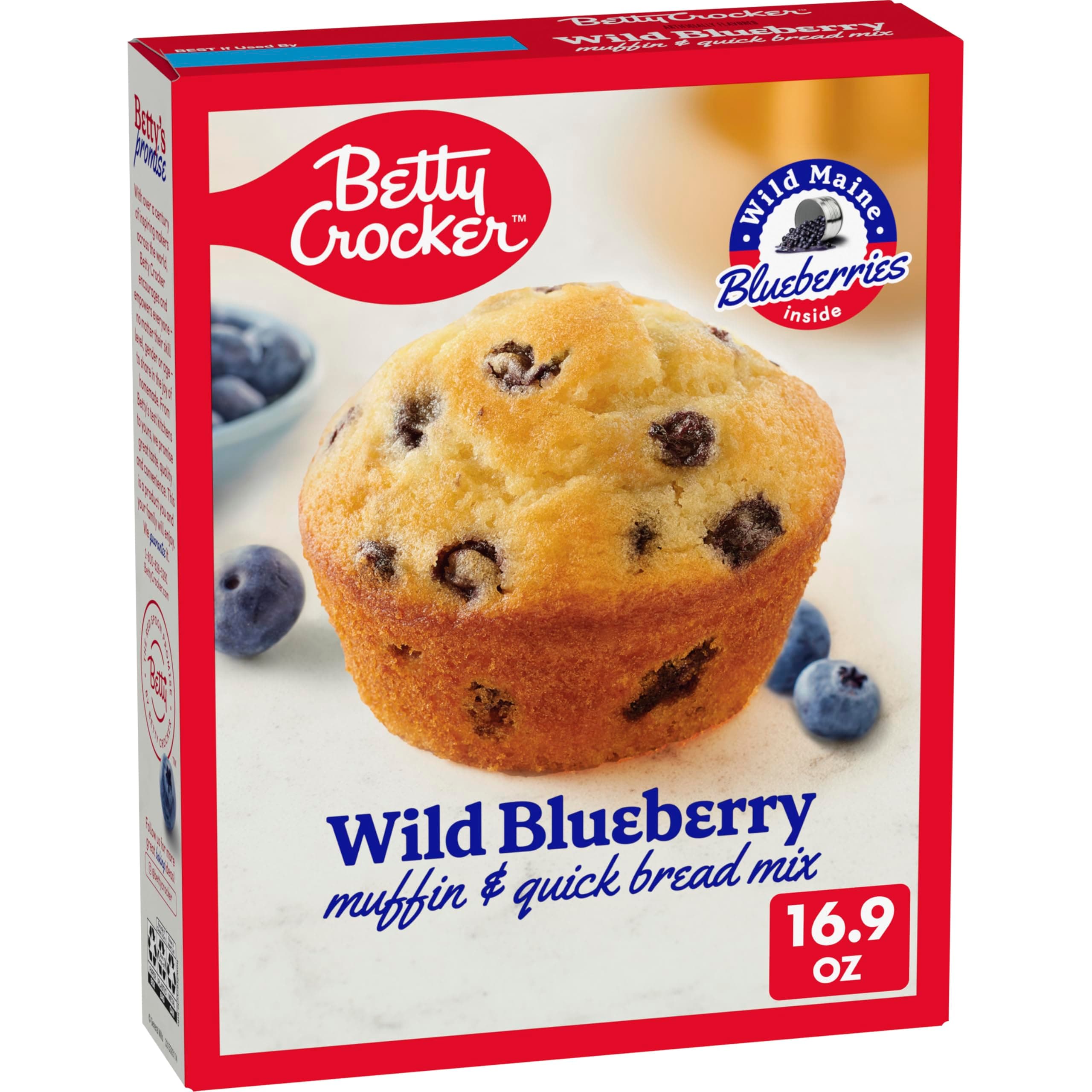 Betty Crocker Wild Blueberry Muffin and Quick Bread Mix, Wild Maine Blueberries Inside, 16.9 oz