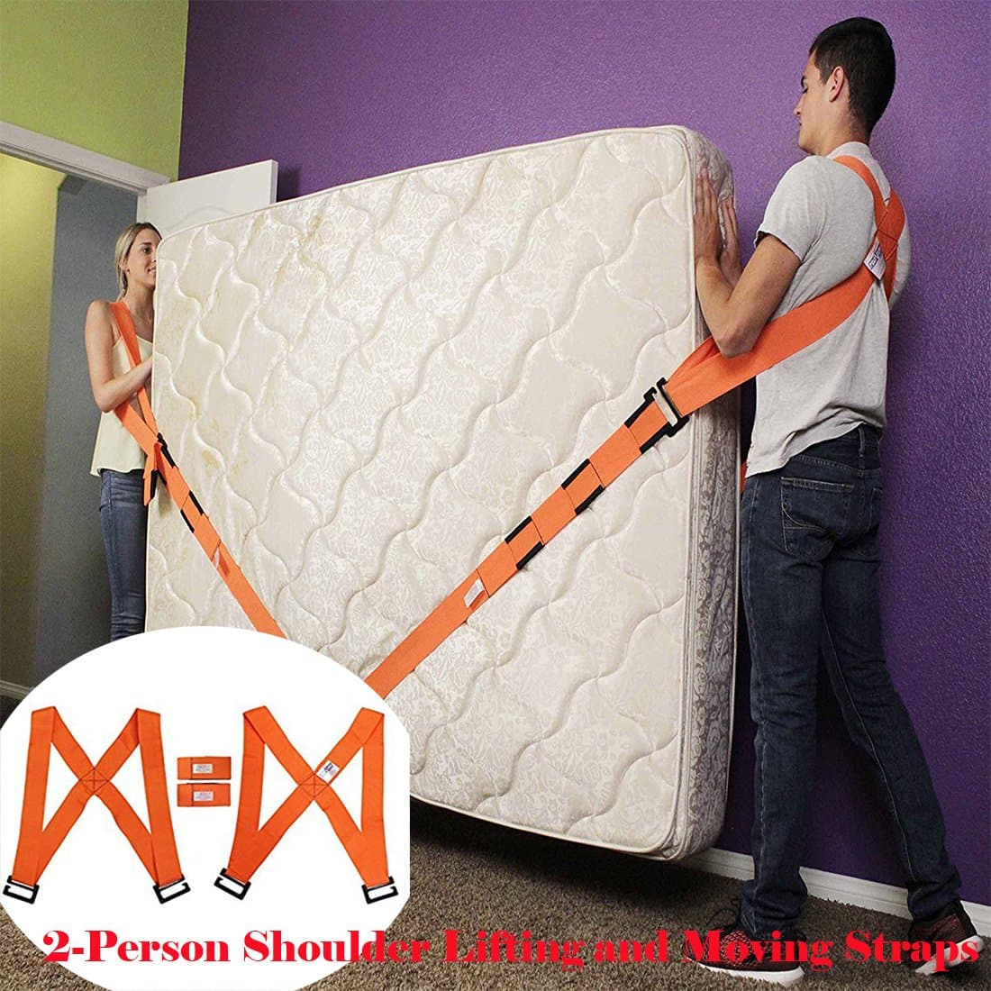 Lennystone Lifting and Moving Straps 2- Person Shoulder Lifting and Moving System -Easily Move,Carry,Lift Furniture, Appliances and Heavy Objects (2-Person Shoulder lifting and moving system)