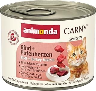 animonda Carny Senior cat food, wet food for cats from 7 years, beef + turkey heart, 6 x 200g