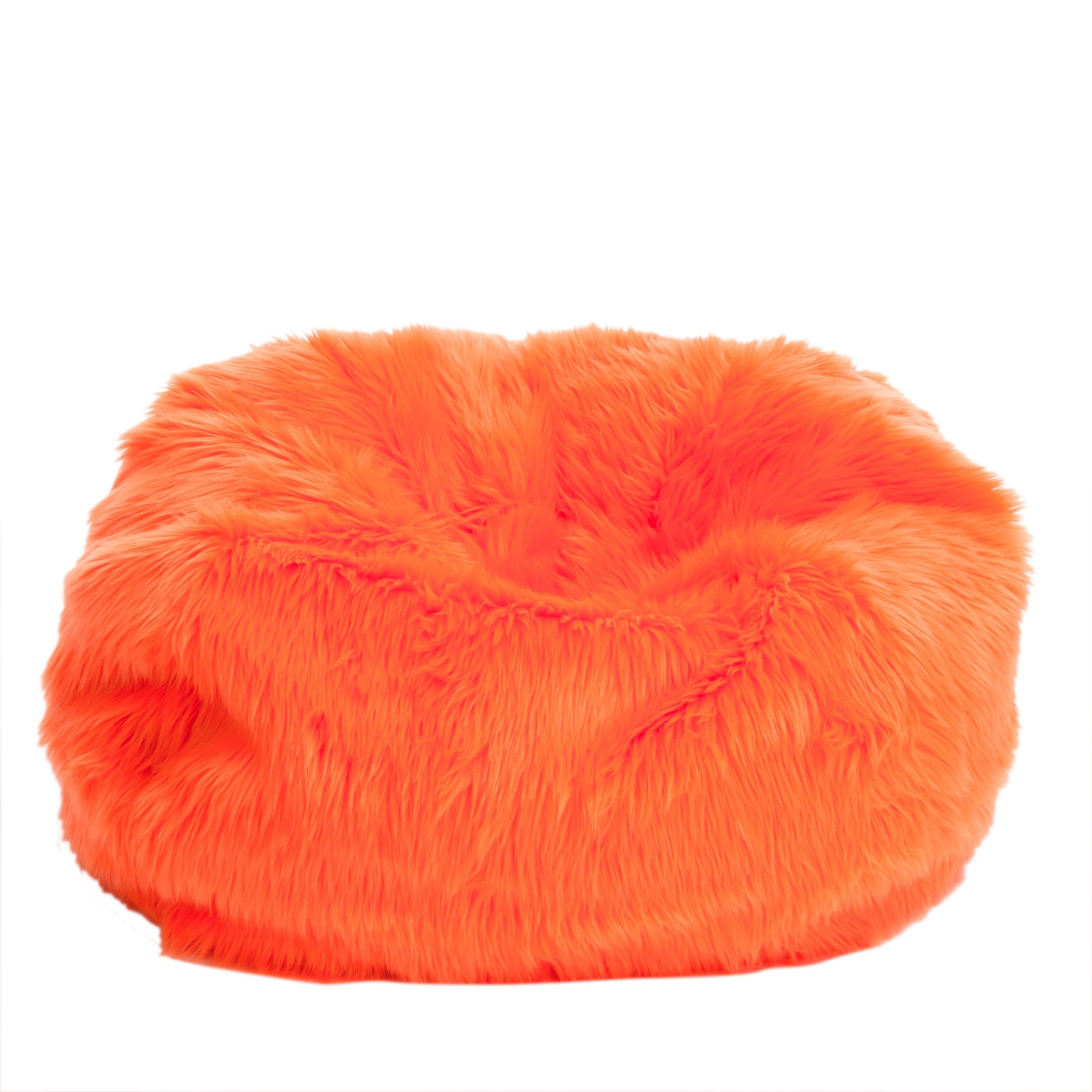 Le Pouf Fur Bean Bag for Children, Neon Orange
