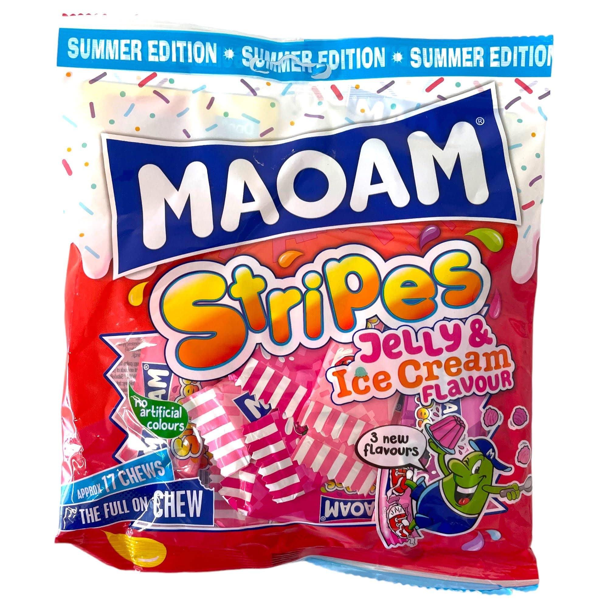 Stripes Jelly and Ice Cream Flavour Chew Sweets Summer Edition - 3 x 140g Packs 51 Chews