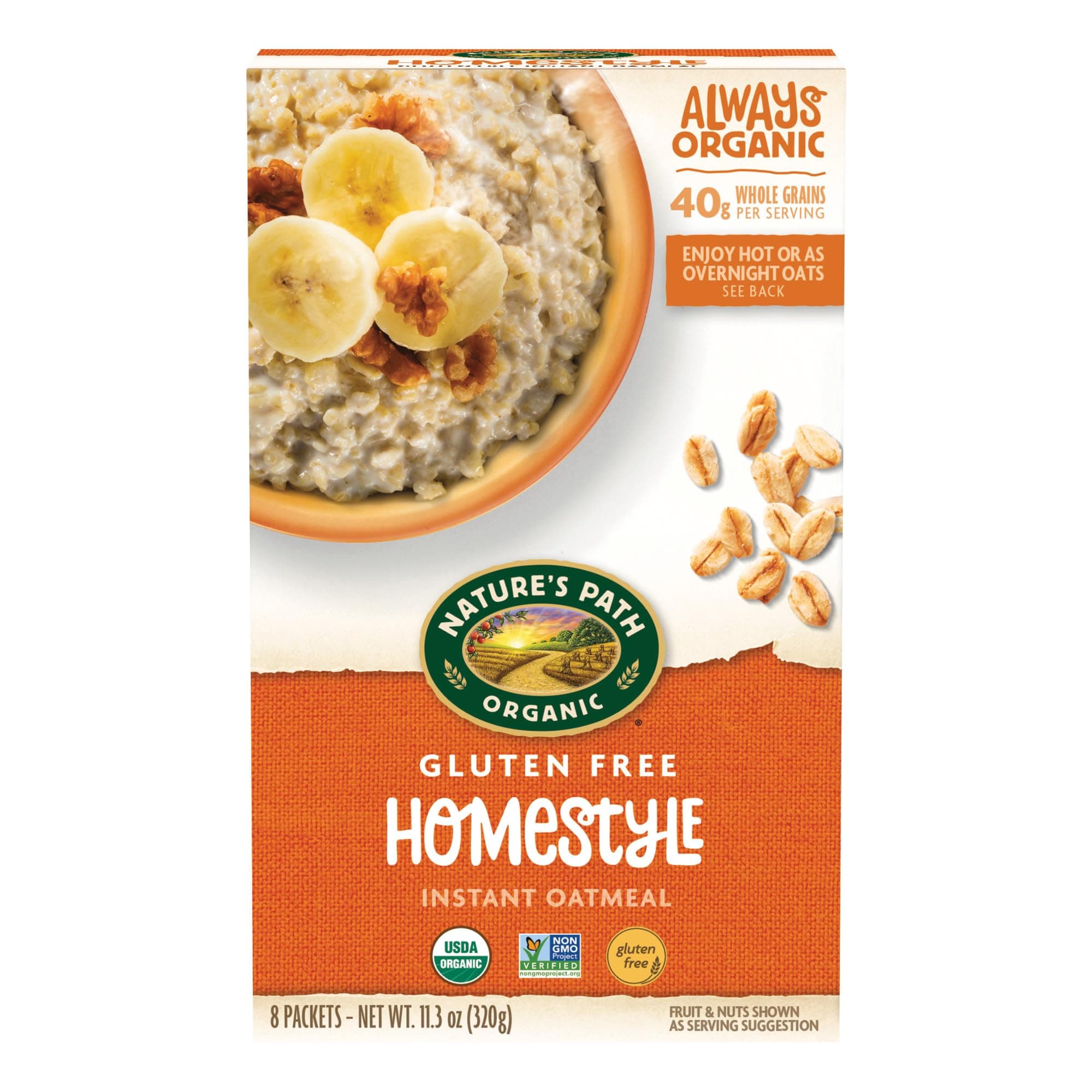 Organic Homestyle Instant Oatmeal, 11.3 oz (Pack of 6), Gluten Free, Non-GMO