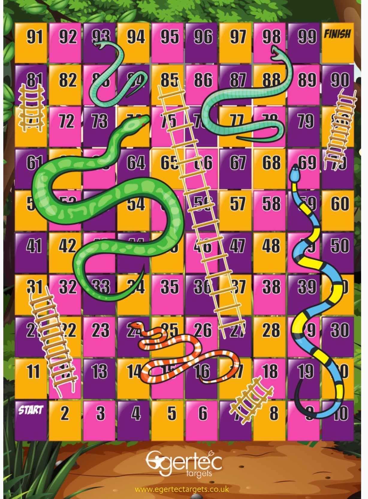 Egertec Large 3D Archery Fun Shoot Target Faces 5 Pack ** Snakes & Ladders **