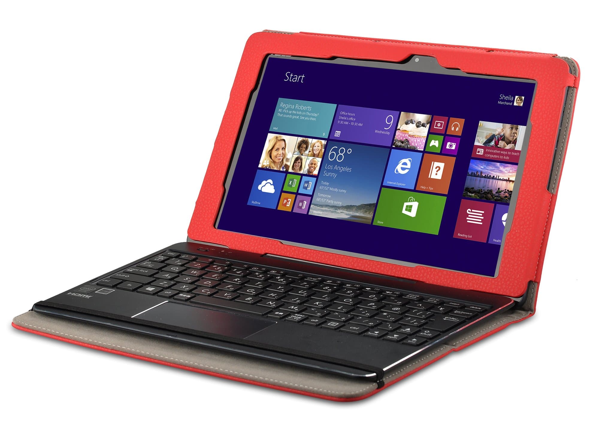 VSTN Asus Transformer Book T100 Chi Tablet Keyboard Portfolio case Leather Keyboard Portfolio Stand Cover Case for Asus Transformer Book T100 Chi Tablet (Red)