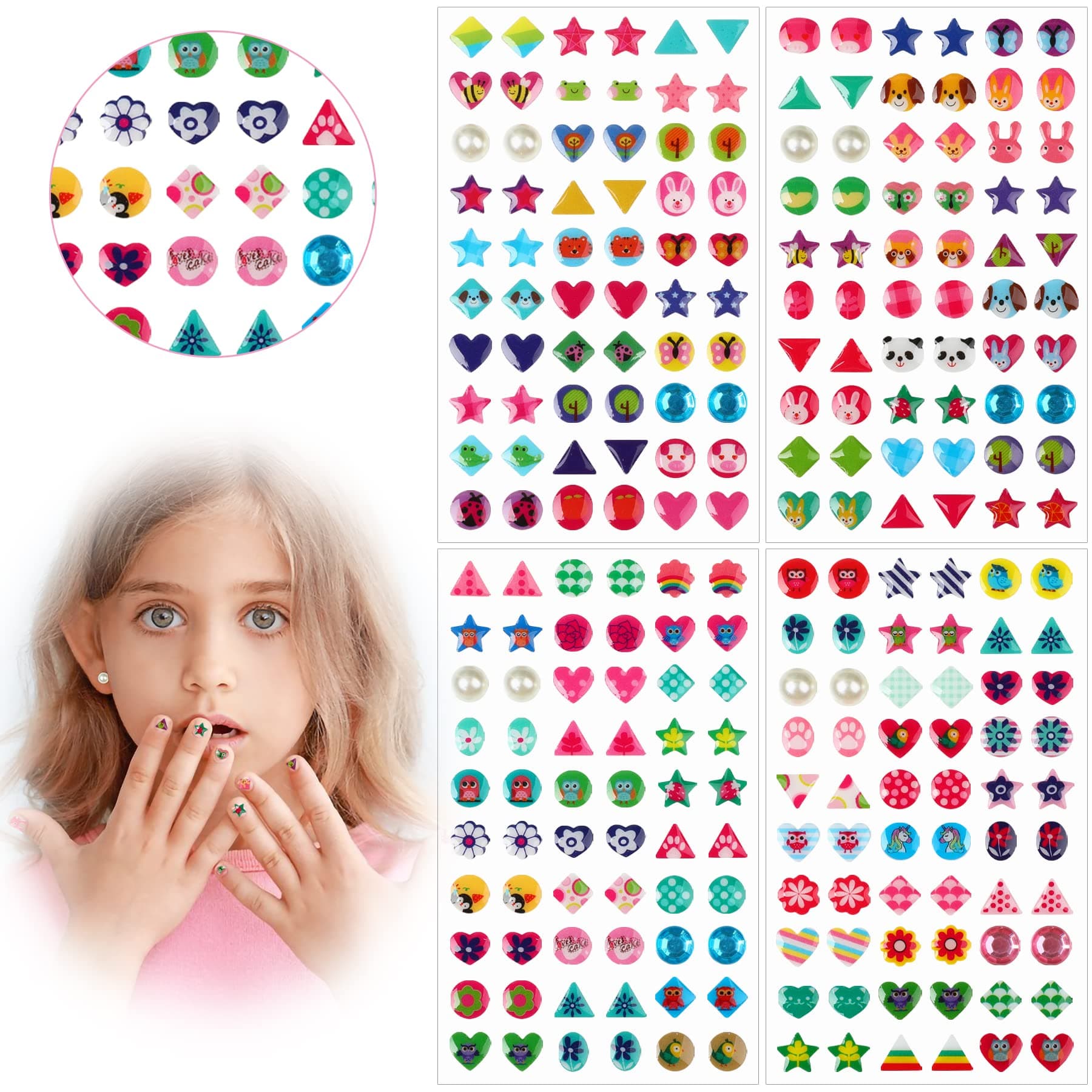 240 Piece Sticker Earrings 3D Gems Girls Earrings Self-Adhesive Glitter Craft Crystal Stickers (Style A)