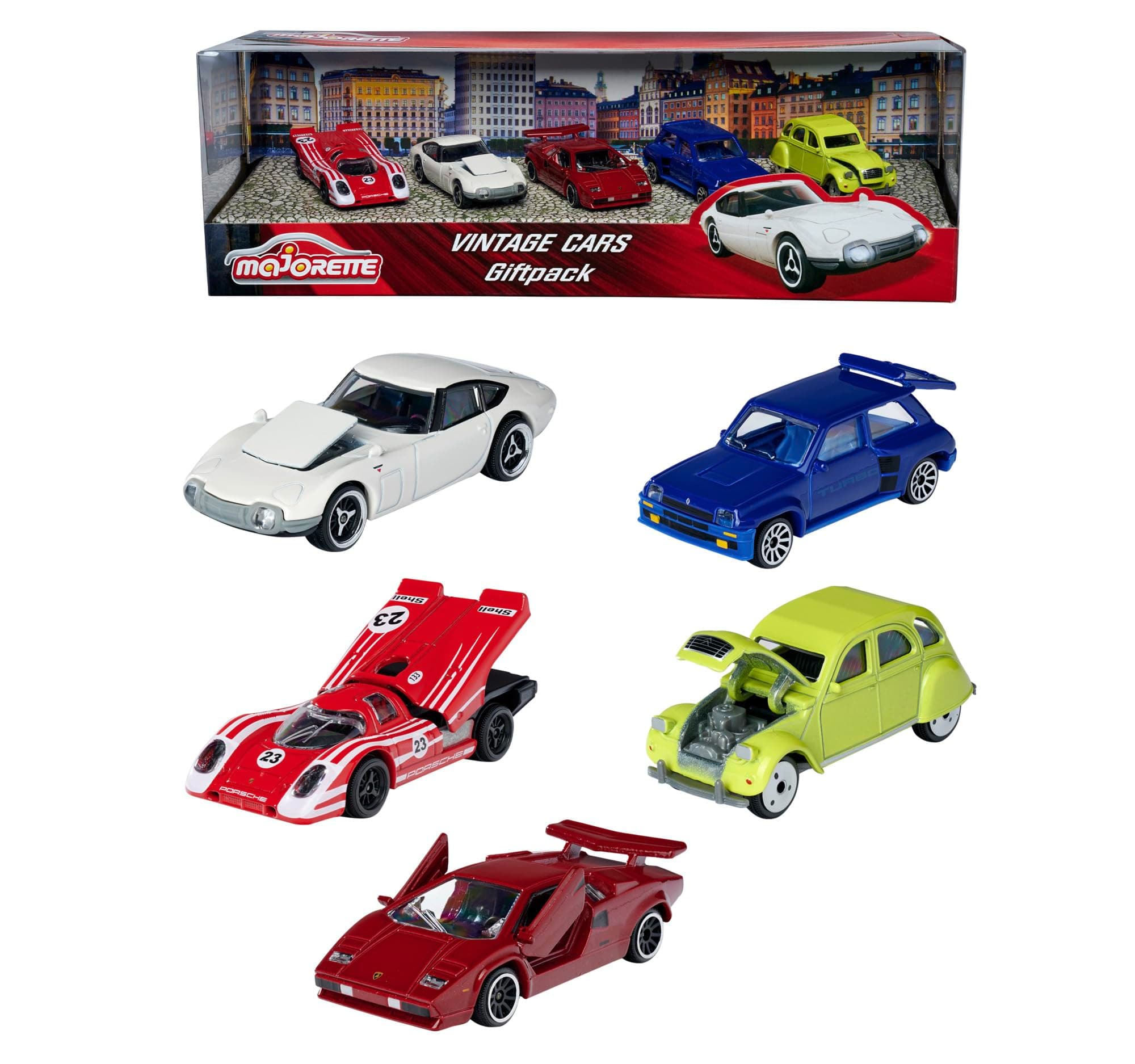 Majorette VINTAGE EDITION COLLECTOR DIE-CAST 5 CAR PACK, Styles Vary (Volkswagen, Citroen)