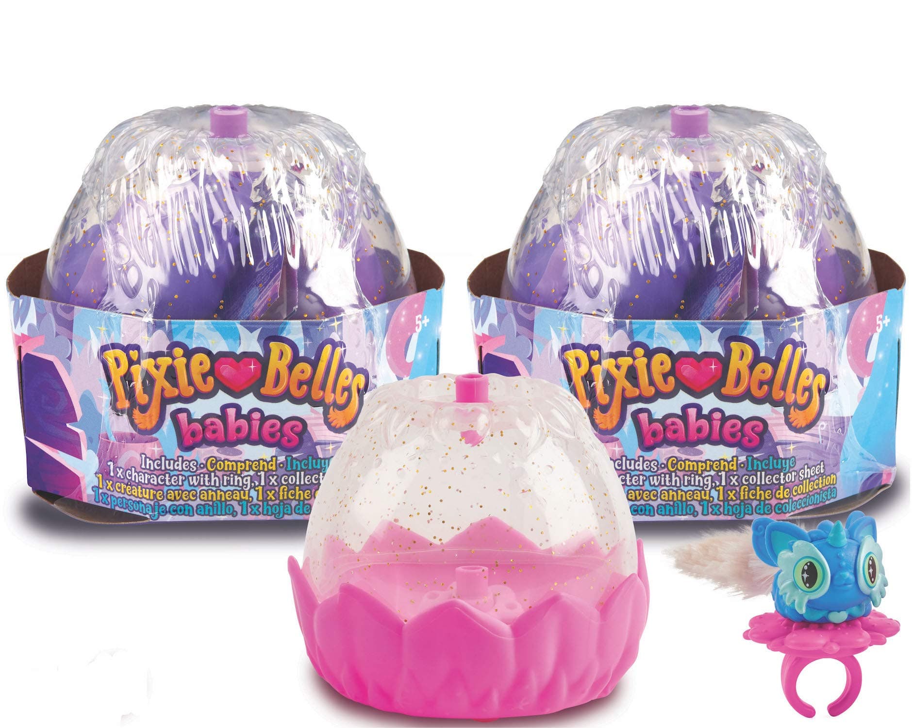 WowWee Pixie Belles Babies - Surprise Wearable Figures with Interactive Rings for Spinning - 2-Pack