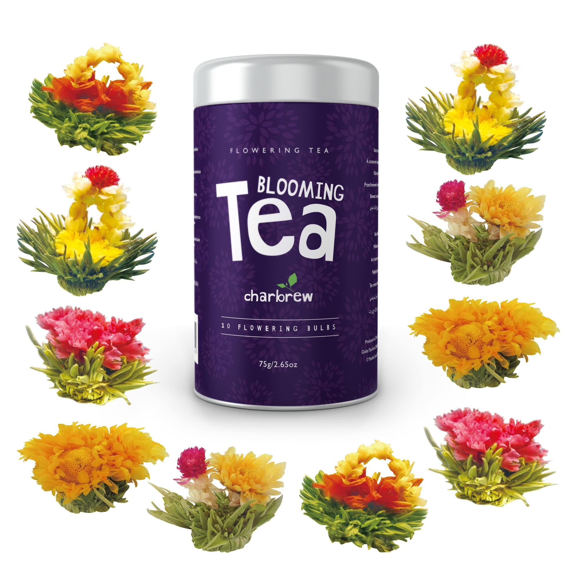 Flowering Tea Bulb By Charbrew (10 Different Blooming Tea Flowers) Individually Vacuum Sealed Green And Jasmine Tea Balls…