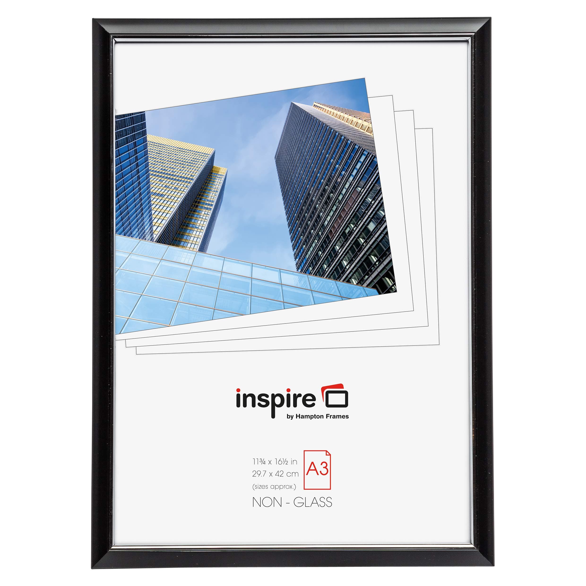 Inspire For Business EASYLOADER Black A3 30x42 cm Certificate Photo Frame Safety Plexi Glass Picture Aperture EASA3BKP