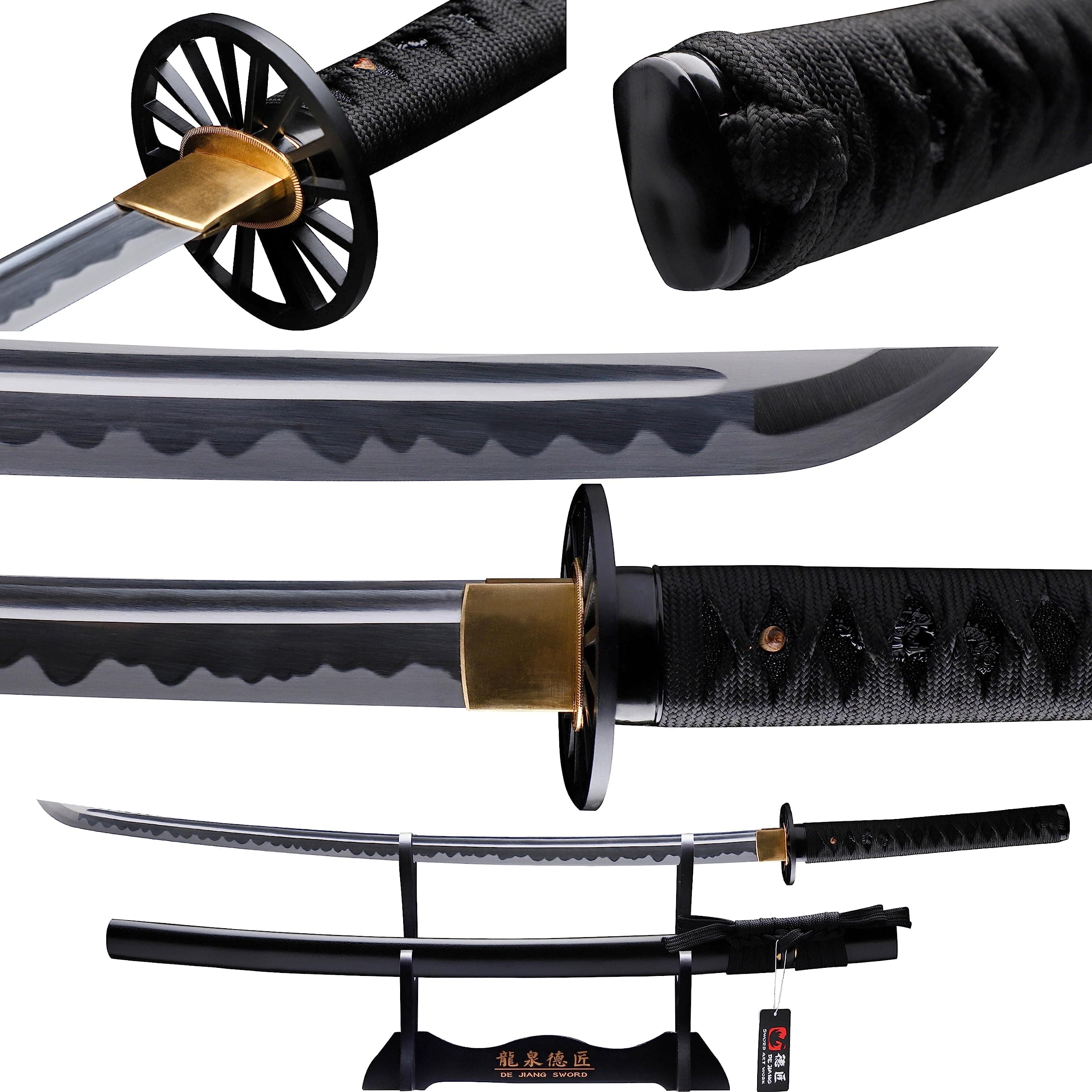 Katana Real Samurai Sword, Handmade Japanese Swords Full Tang 1060 1090 T10 Carbon Steel, for Training, Collecting, Dojo, Lovers of Japanese Culture etc.