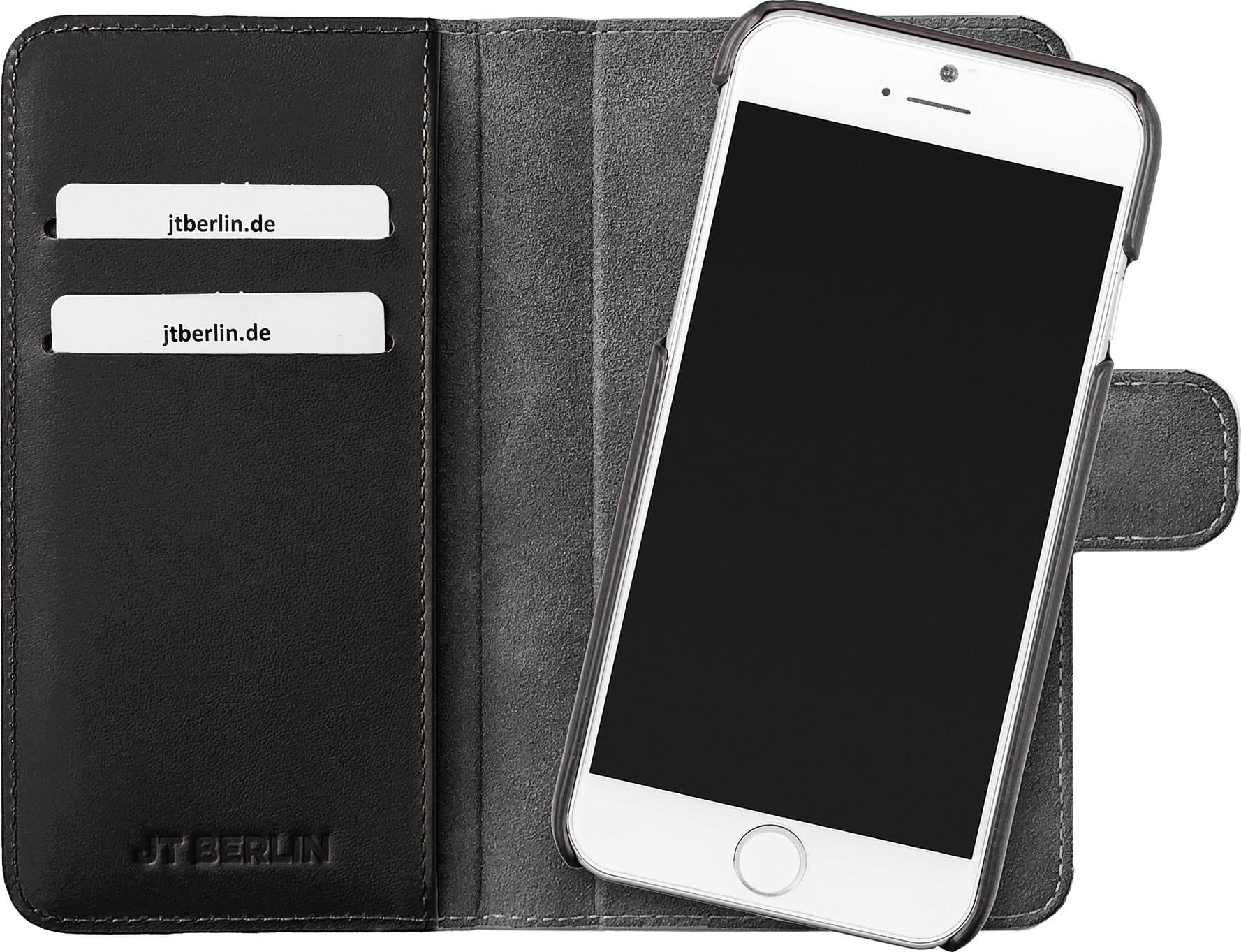 JT Berlin WalletCase Style (3in1) for Apple iPhone 7 Plus - black [Detachable cover | Genuine Leather | Magnetic closure | Pockets for cards] - 10124