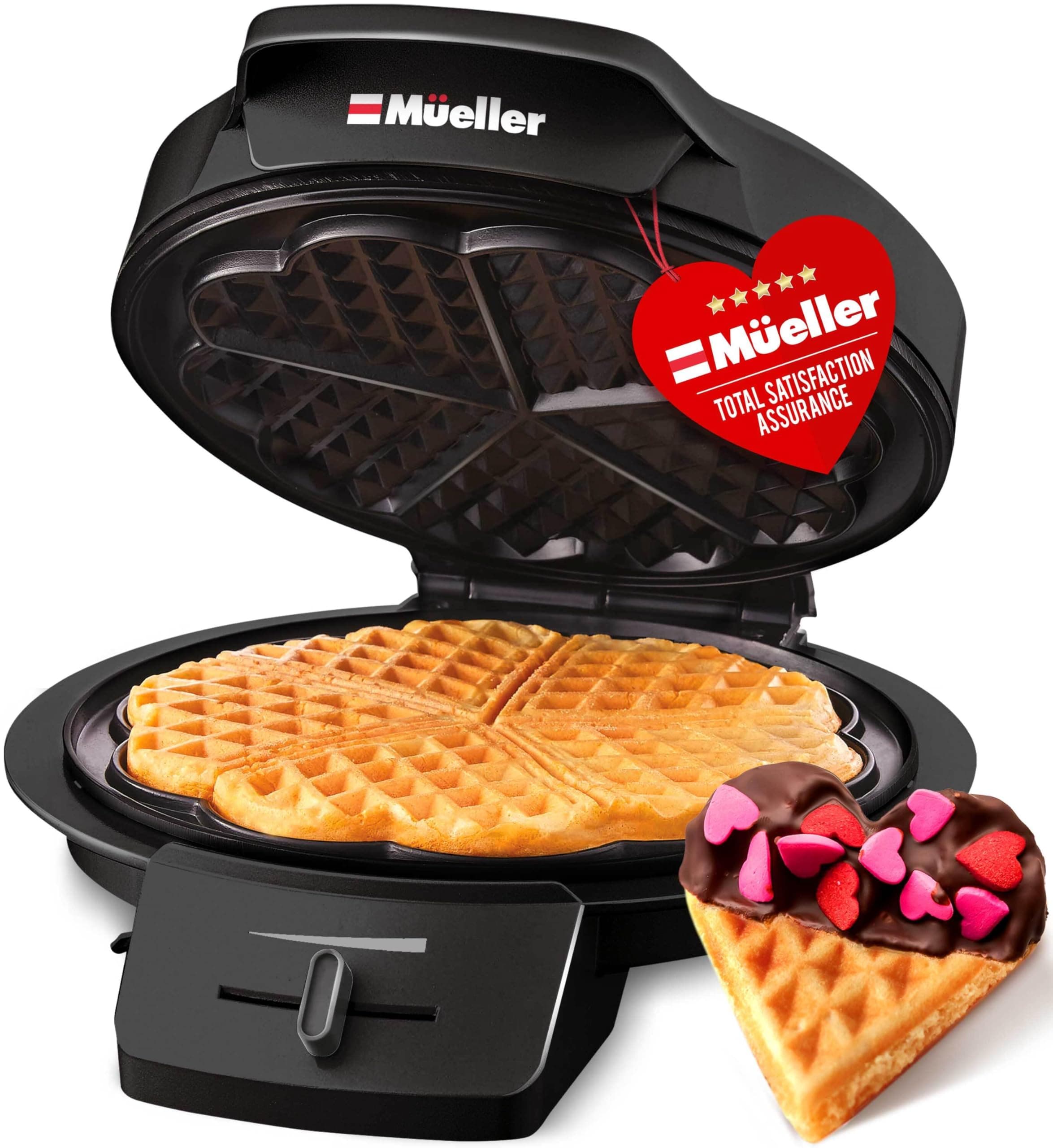 Mueller Heart Waffle Maker, 5 Belgian Waffle Iron, Adjustable Browning Control, Cool Touch Handle, Compact and Easy to Clean, Great Motherââ‚¬â„¢s Day Gift