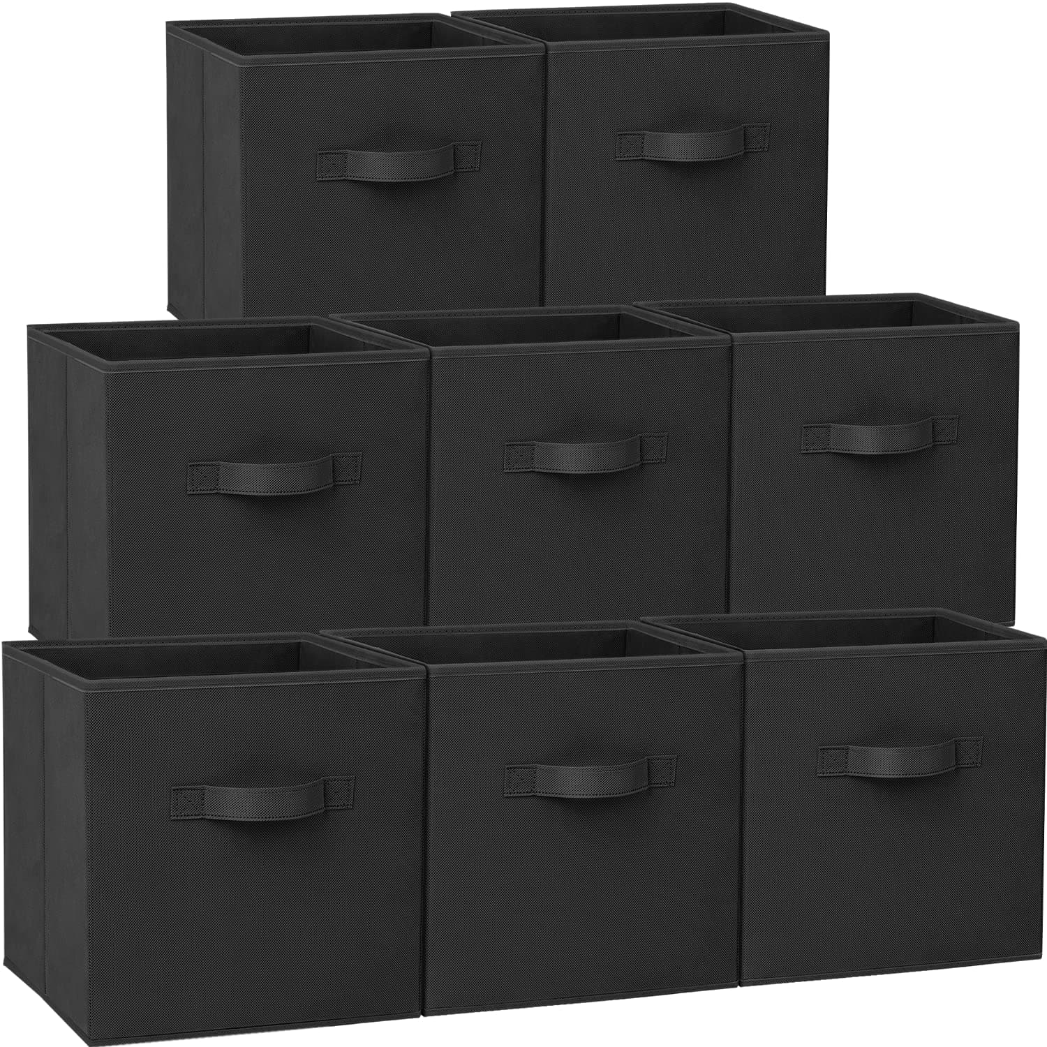 Storage Cubes - 11 Inch Heavy Duty Fabric Storage Bins for Shelves Closet, Cube Organizer - 8 Pack Collapsible Cube Storage Bins Baskets for Organizing Clothes Blankets Toys (Black)