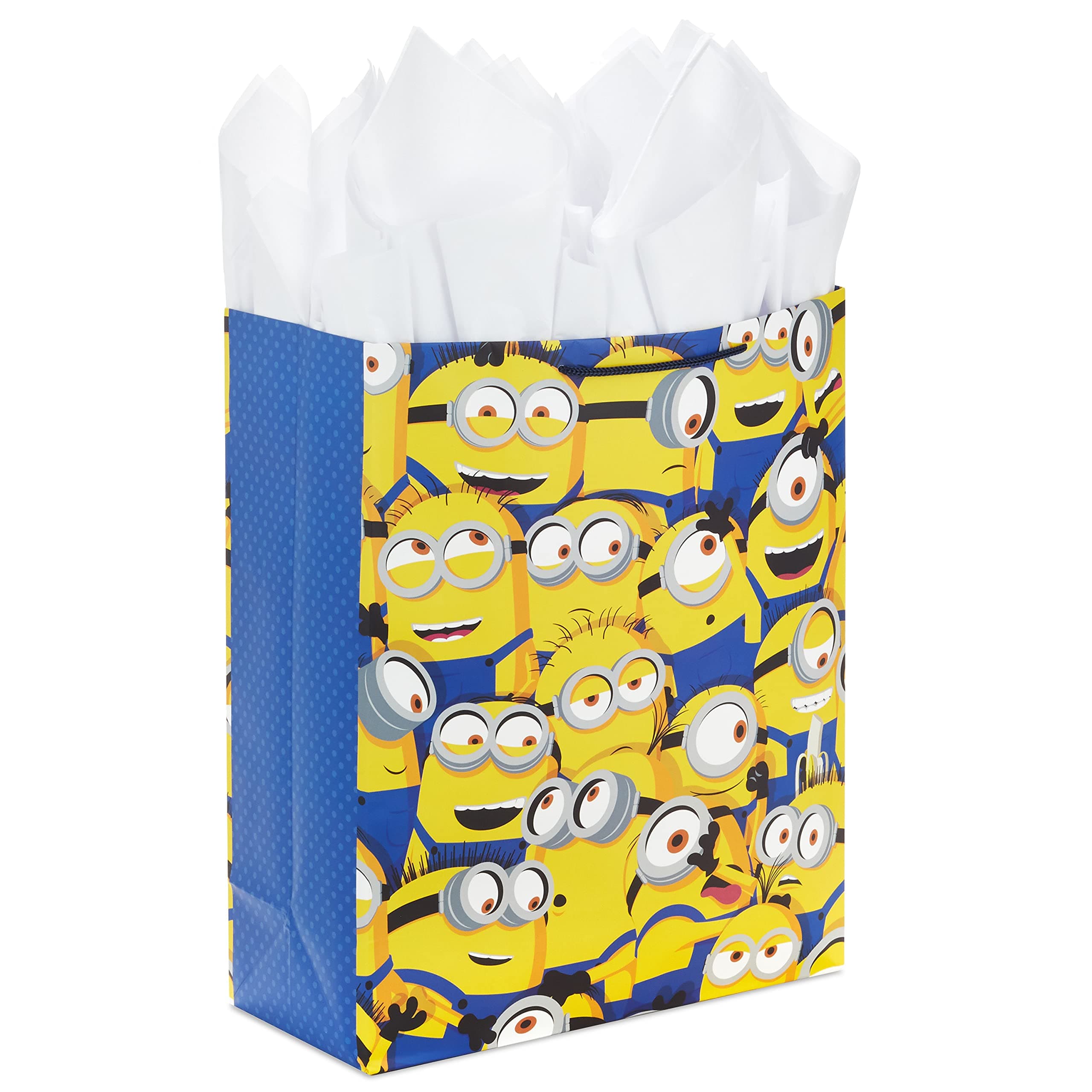 15" Extra Large Gift Bag with Tissue Paper (Minions) for Kids, Birthdays, Christmas