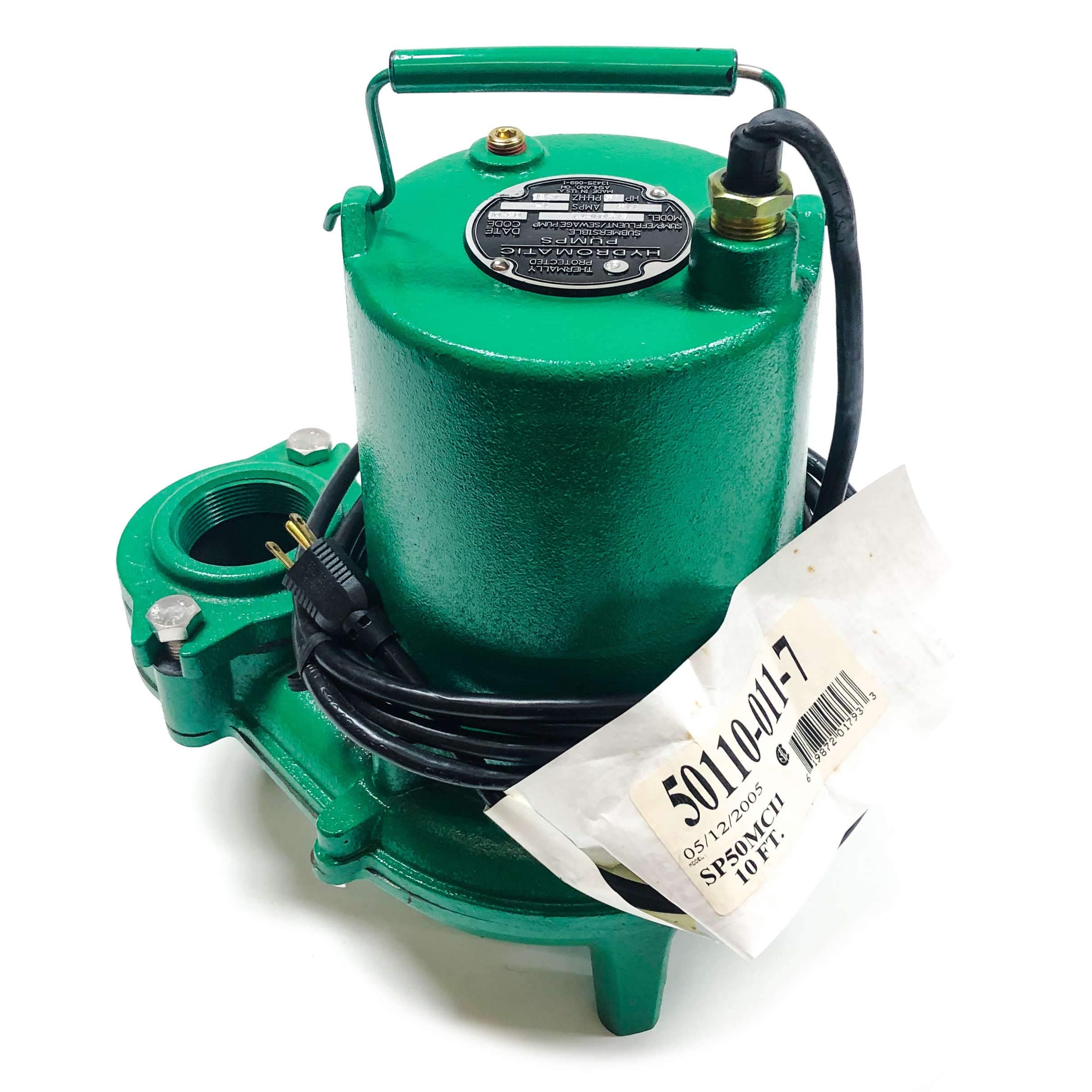 SP50M1 1/2 HP, 1 Phase, 115 Volt Cast Iron Submersible Sewage Ejector Pump (Manual), 10' Cord