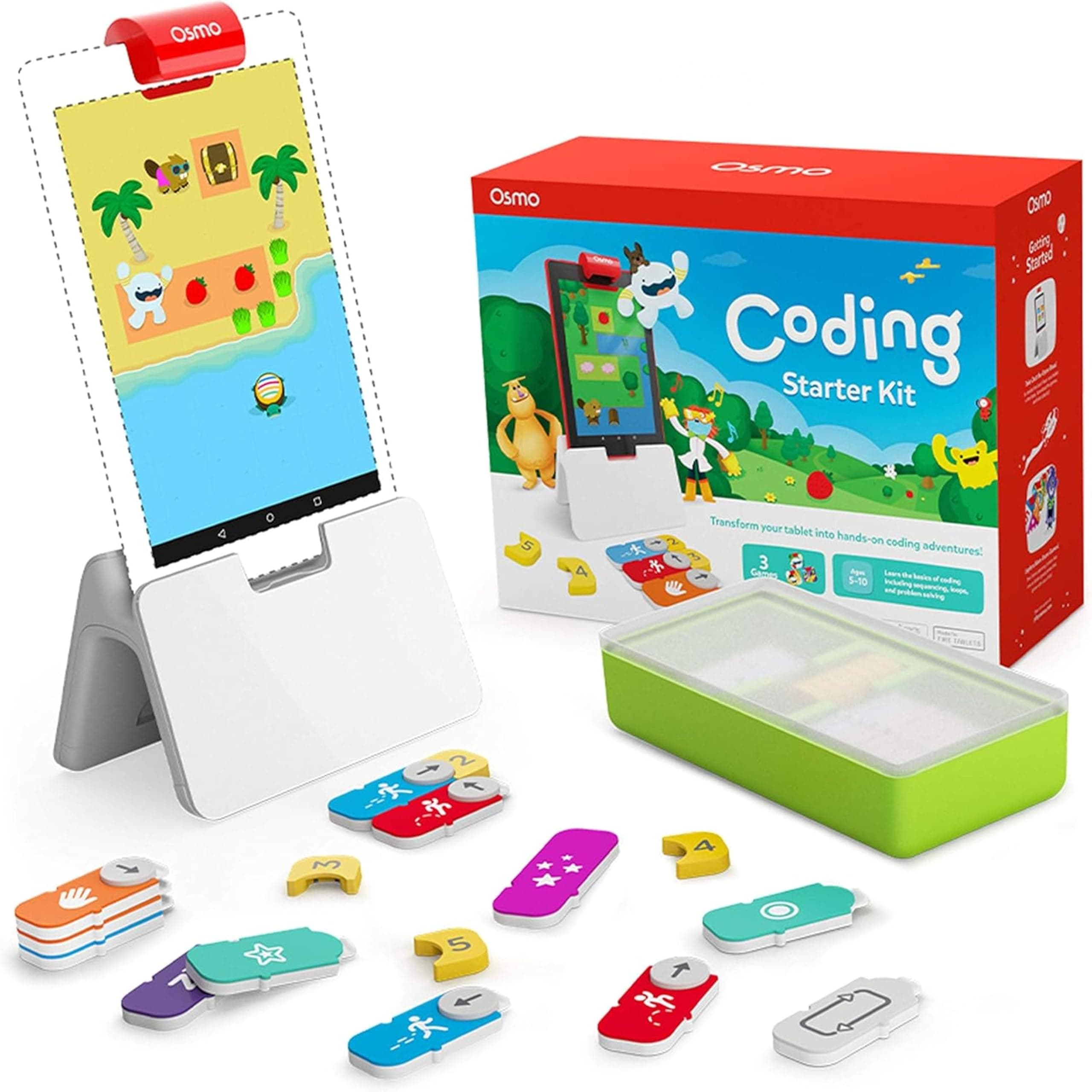 Coding Starter Kit for Fire Tablet-3 Educational Learning Games Ages 5-10+-Learn to Code,Coding Basics & Coding Puzzles-STEM Toy Gifts,Boy & Girl(Osmo Fire Tablet Base Included-Amazon Exclusive)