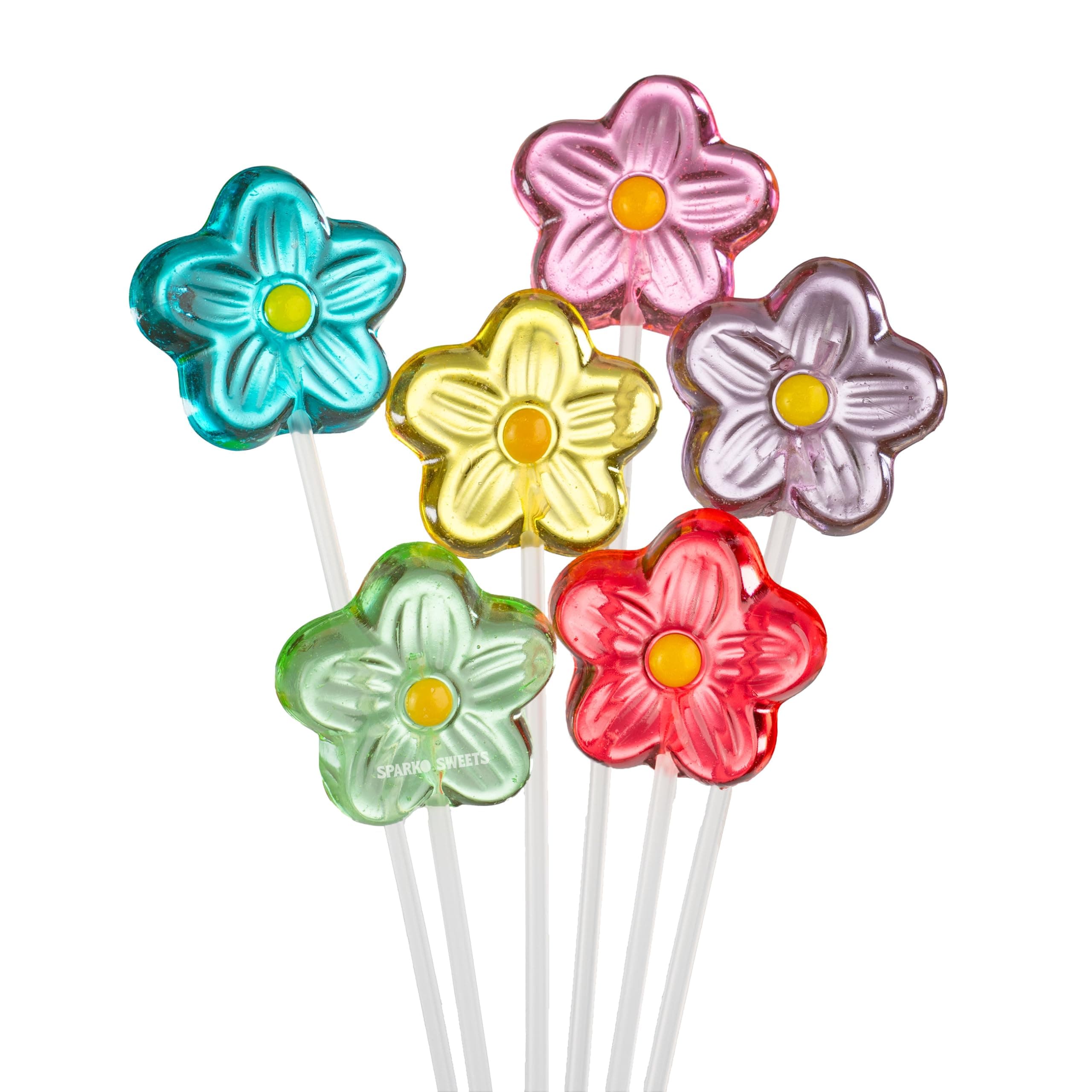 Sparko Sweets Daisy Twinkle Pops Lollipops, 90 Count, 11-Inch Stems, Multi-Flavor & Color, Made in USA – Ideal for Birthday Parties, Weddings, Candy Buffets, Baby Showers, and Holiday Celebrations (Pink, Purple, Red, Blue, Green, Yellow), 4 lbs