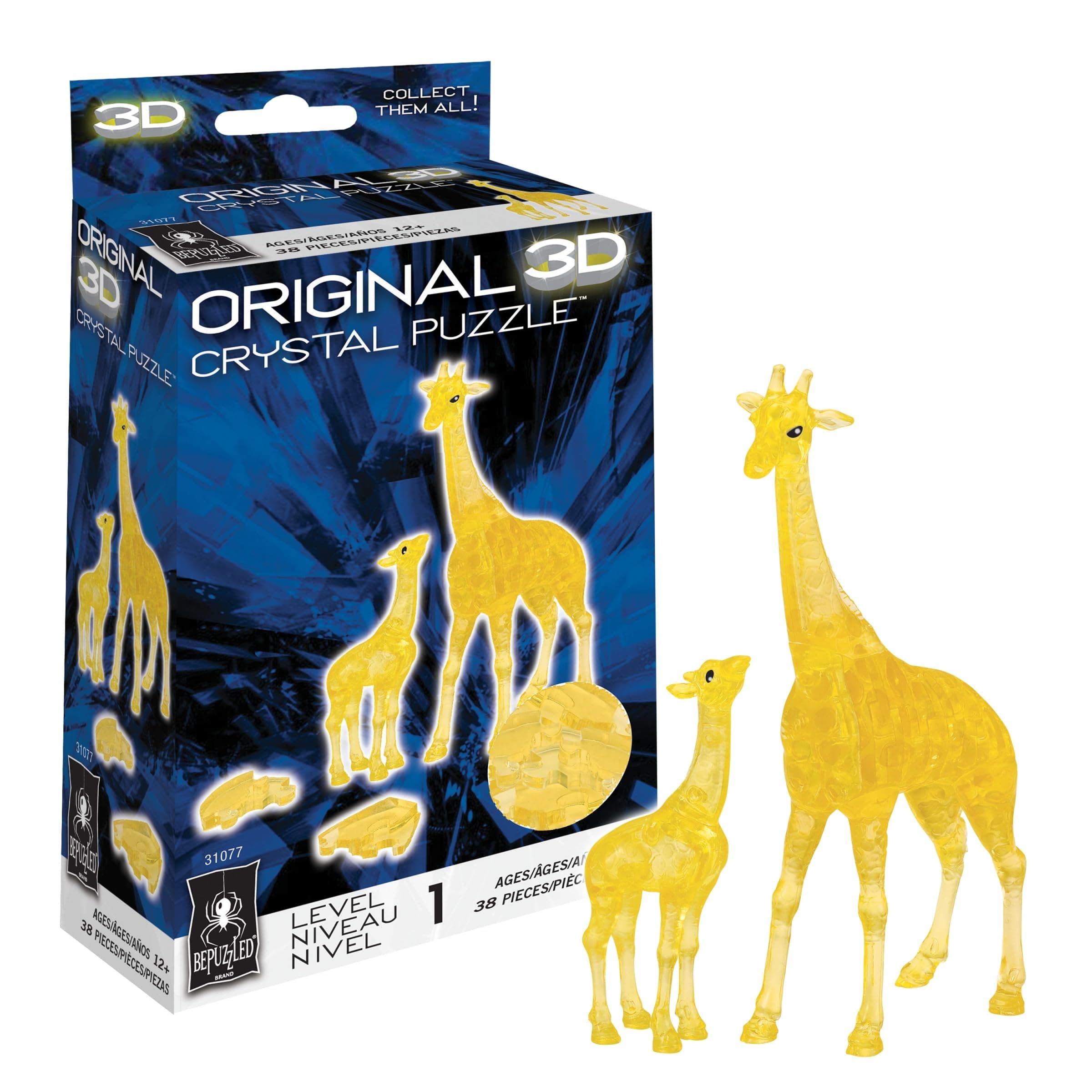 BePuzzled, Giraffe Original 3D Crystal Puzzle, Perfect for Puzzlers Ages 12 and Up, Challenging to Complete and Beautiful to Display, Collect Them All
