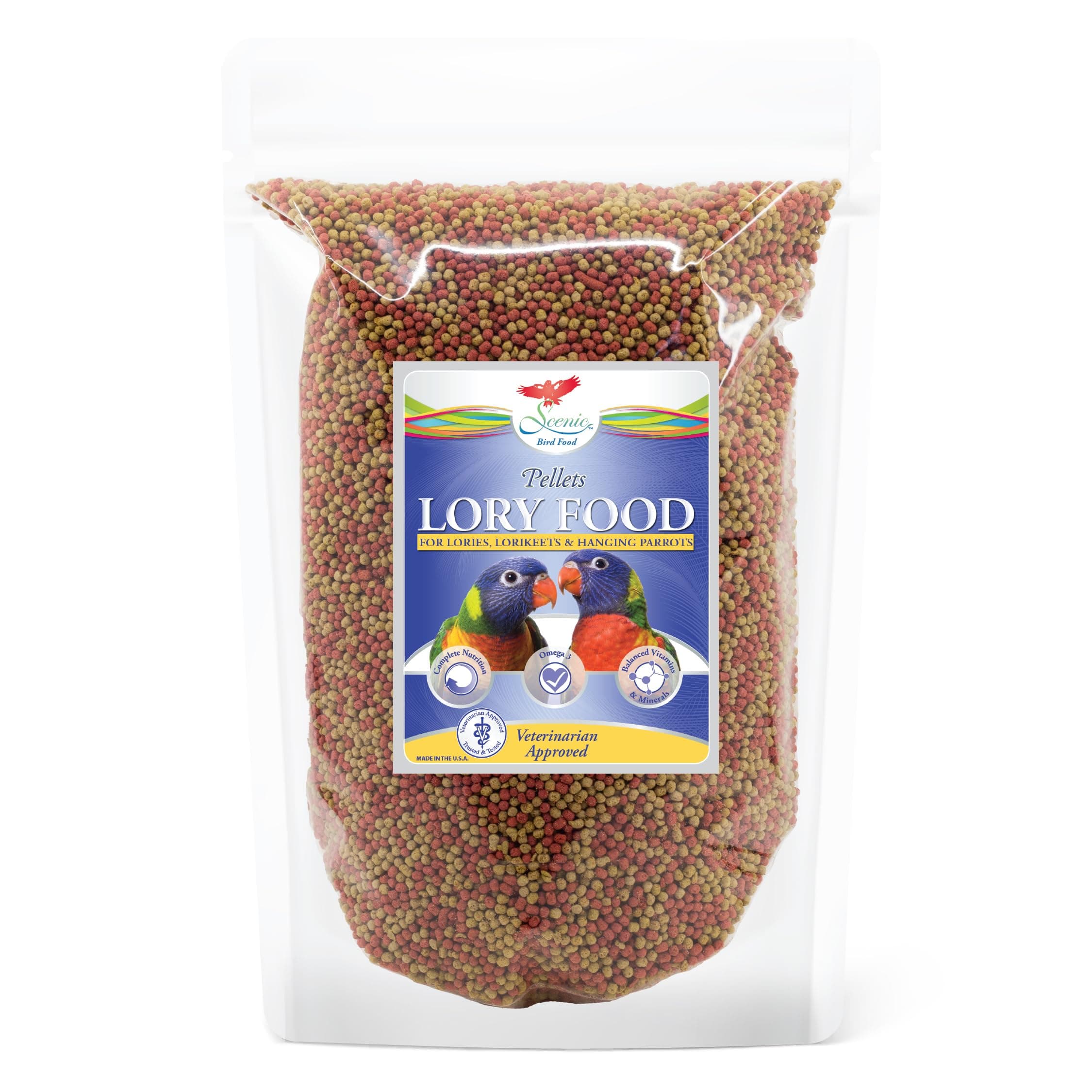 - Scenic Lory Pellets Bird Food | Lories, Lorikeets, and Hanging Parrots | Formulated Diet | 2 LB