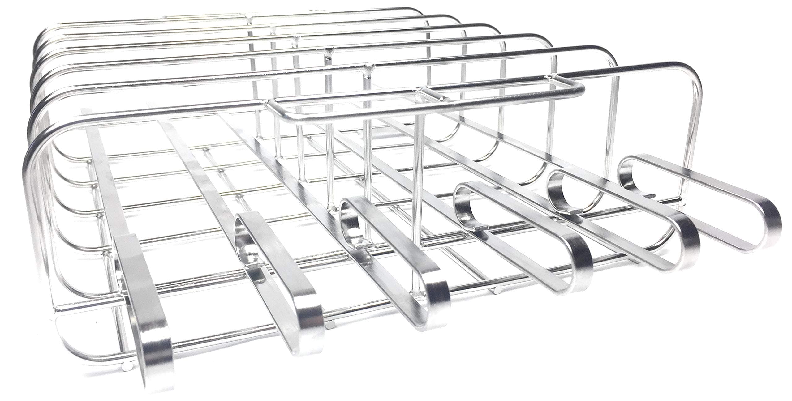 Cataumet BBQ Barbecue Combo Shish Kabob Skewer Holder and Rib Rack Grilling Stand Made with Genuine 304 Stainless Steel with 6 Skewers