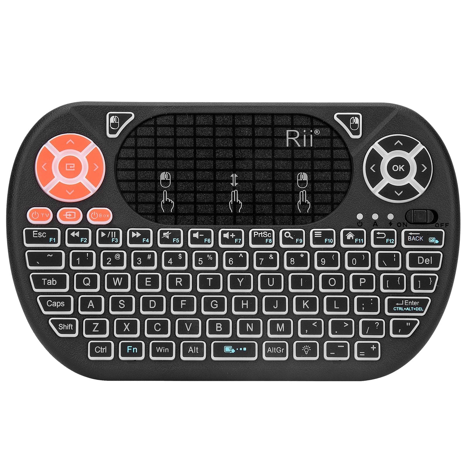 Rii Mini F8 Wireless 2.4G Keyboard with Touchpad Mouse Combo,IR Learning,Backlit Keyboard Controller for PC,Android TV Box,Linux,Windows