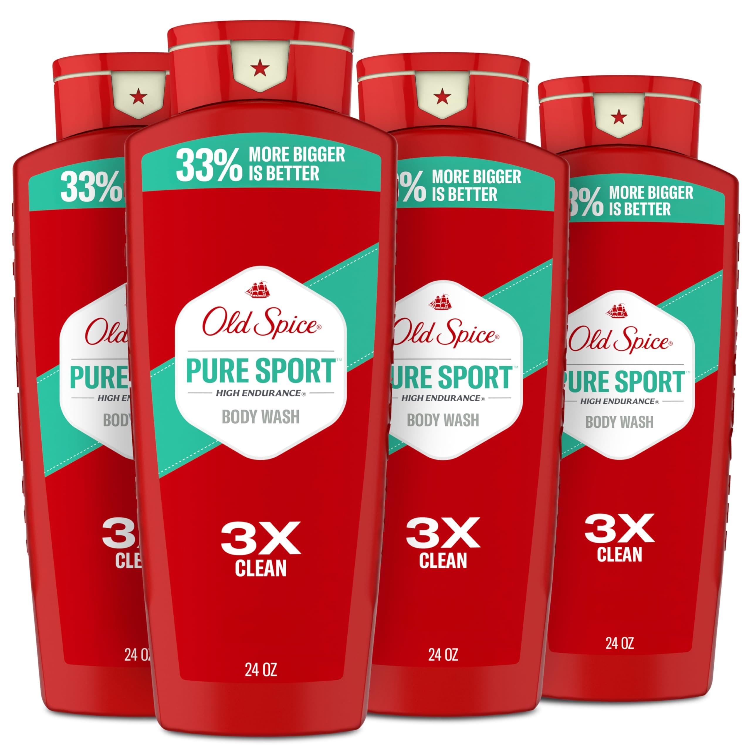 Body Wash for Men, High Endurance Pure Sport, 24 Fl Oz (Pack Of 4)