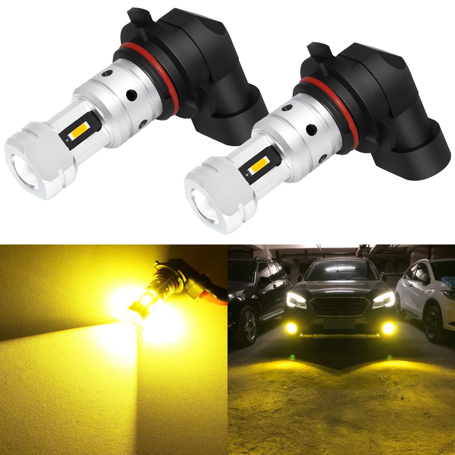9006 Yellow Fog Light Bulbs 3800 Lumens Super Bright HB4 9006LL LED Bulb Replacement for Car Truck SUV Fog Lights or DRL Lamps, 3000K Golden Yellow, Pack of 2