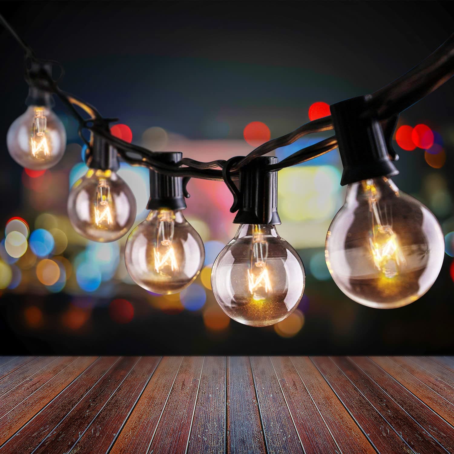 Uokier Fairy Lights Outdoor 11 m G40 33+3 Fairy Lights Bulbs Warm White IP44 Waterproof Decorative Fairy Lights Bulbs for Garden, Patio, Balcony, Party, Wedding, Indoor/Outdoor