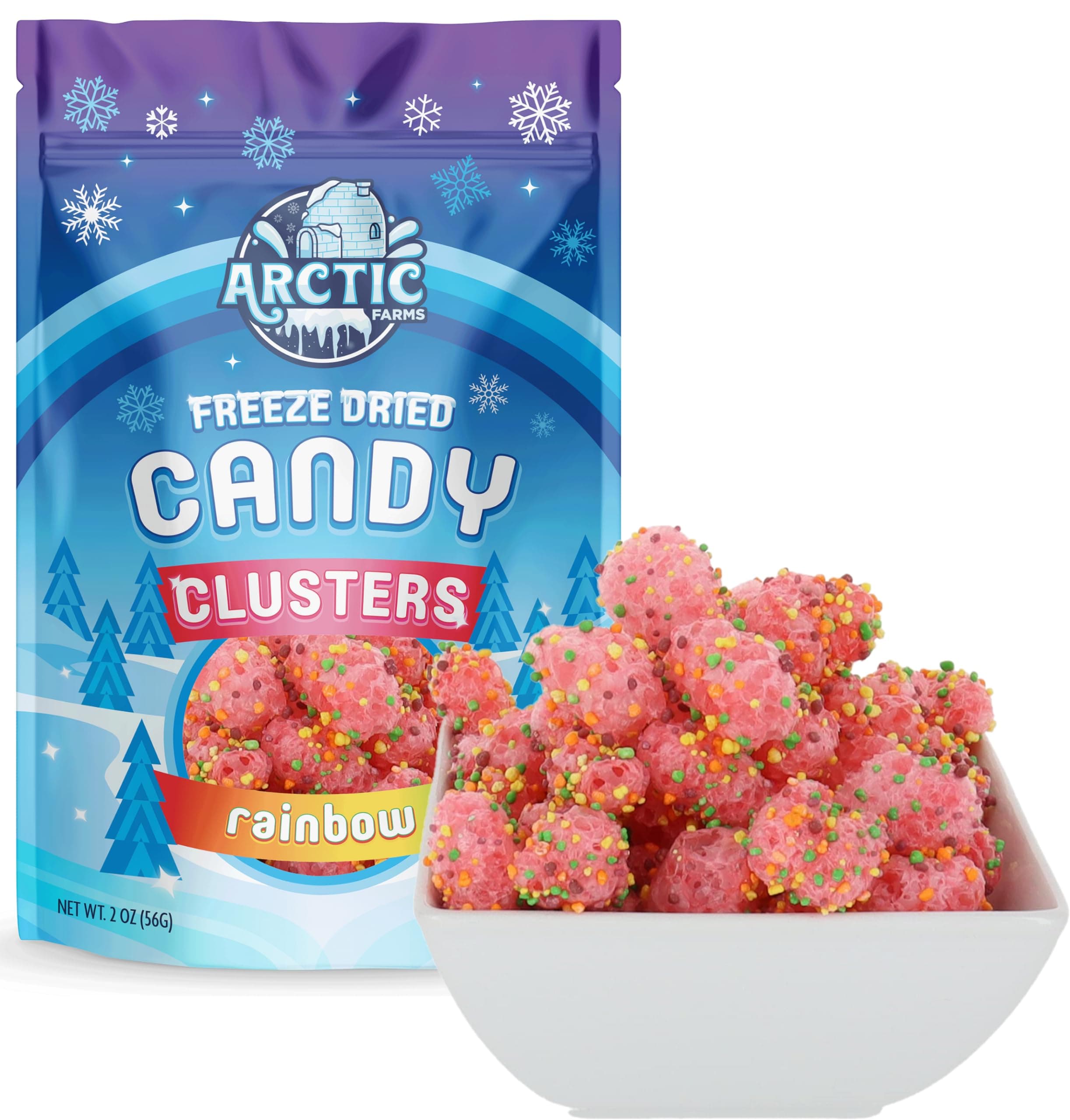 Arctic Farms Freeze Dried Candy Clusters Candies 2oz Bagged and Boxed (Rainbow)