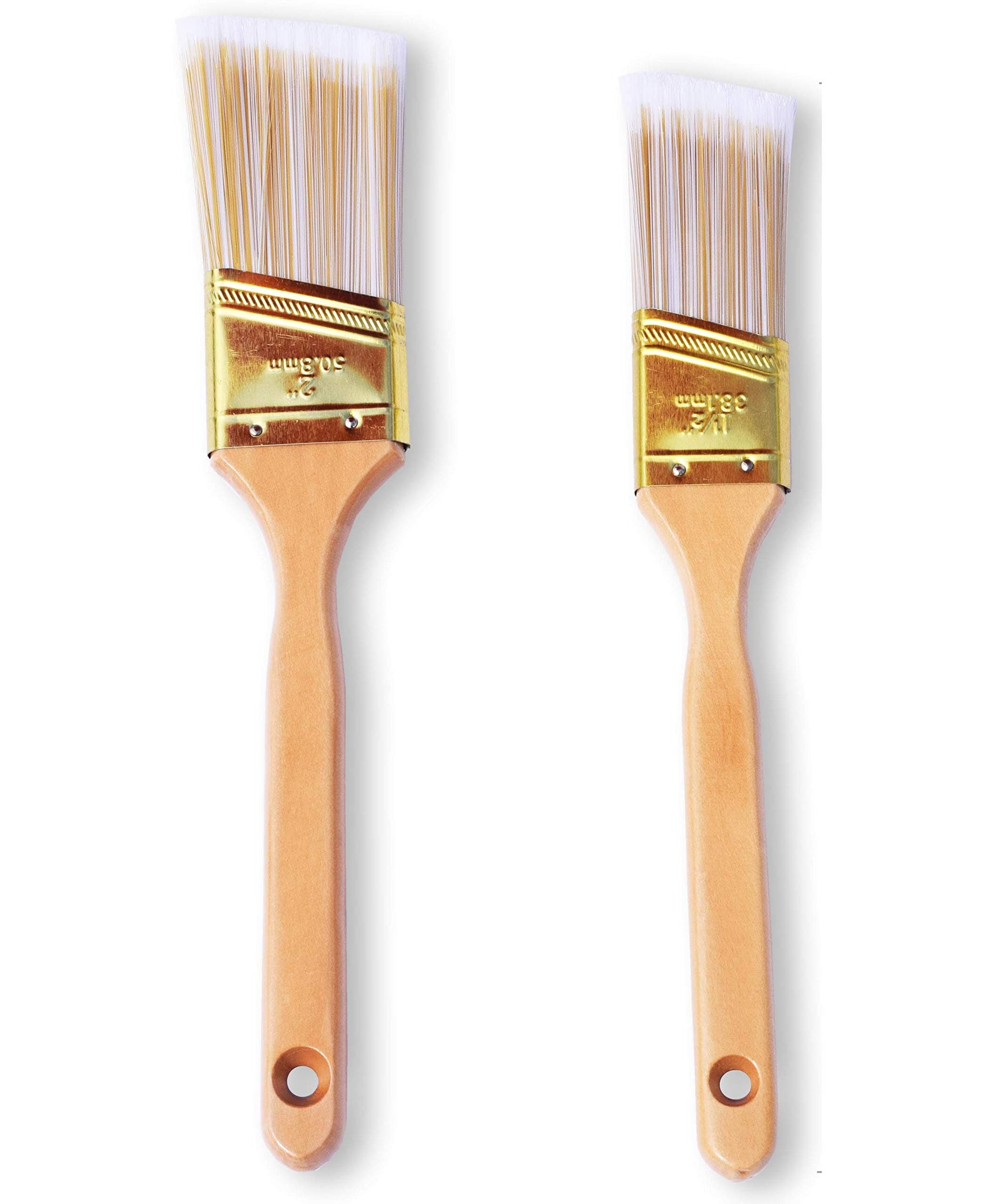 The Shop 1220 Large paint brushes-Set of 2 painting brush for acrylic, chalk and oil paints- great for wall, furniture and canvas, can be use by artist and painters, Tip is angled and fine. Washable