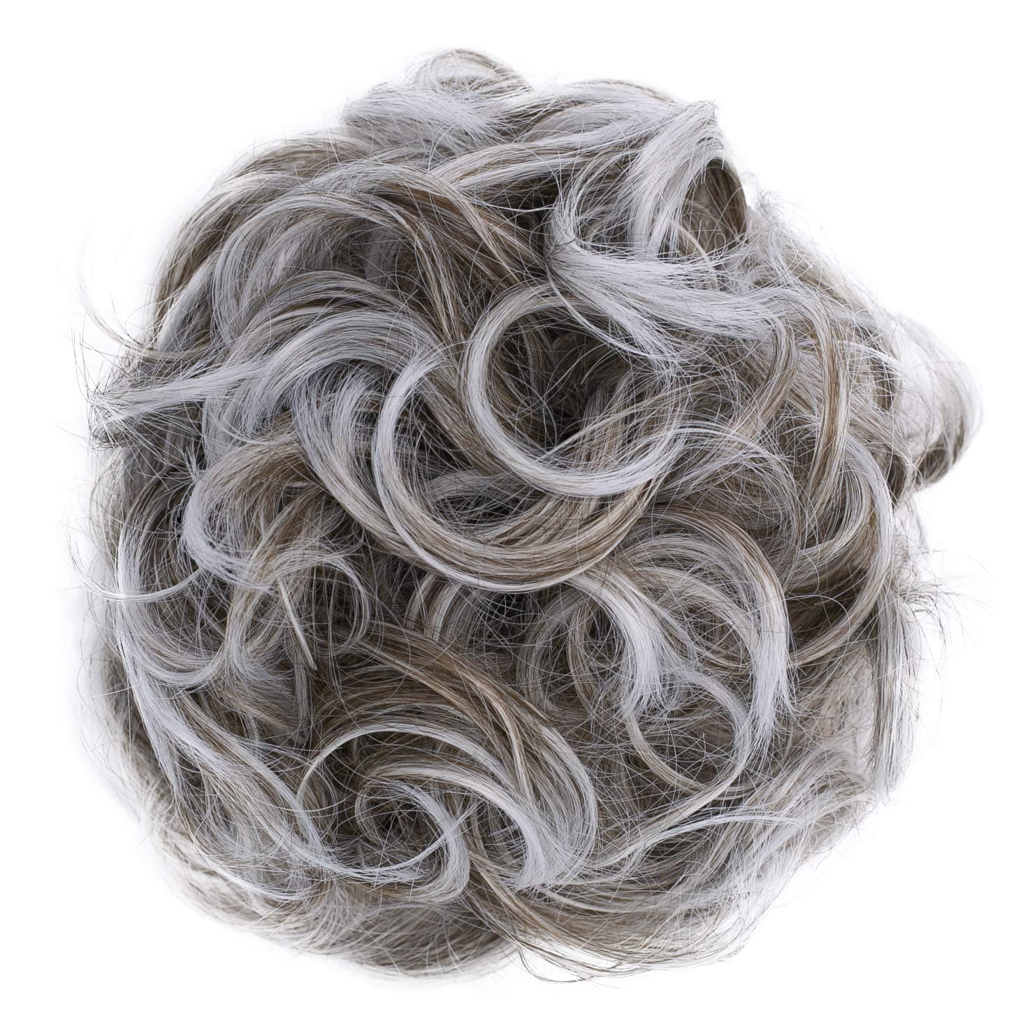 - CAISHA Big Hairpiece Scrunchy Updo Bridal Hairstyle curly Messy Bun Light Brown Gray Mix G24E